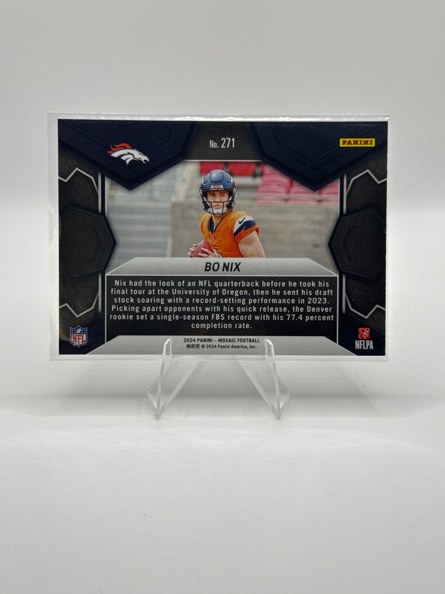 Bo Nix #271 NFL Debut 2024 Panini - Mosaic Football