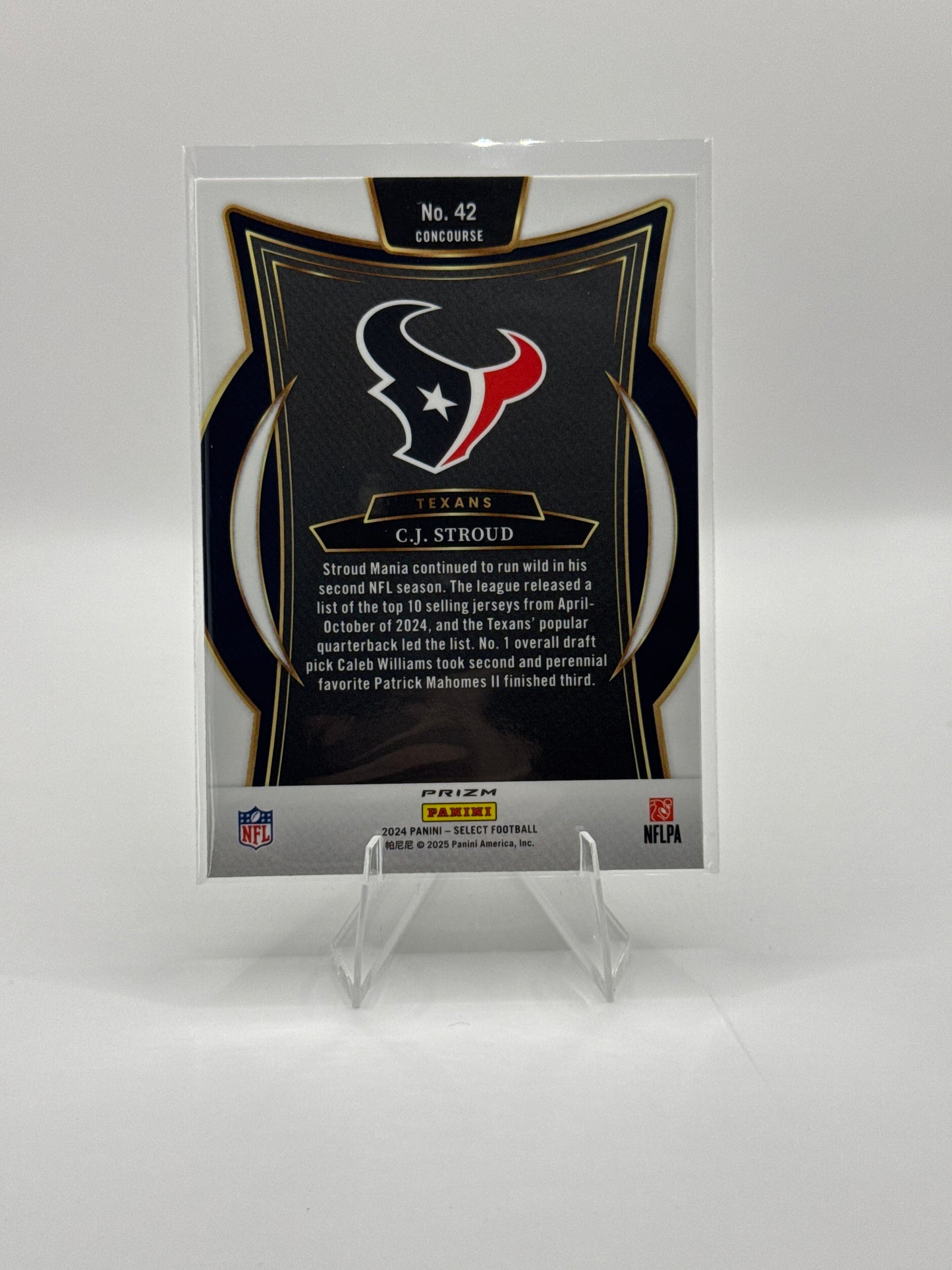 C.J. Stroud #42 Black Green Prizm Shock Concourse Level 2024 Panini - Select Football