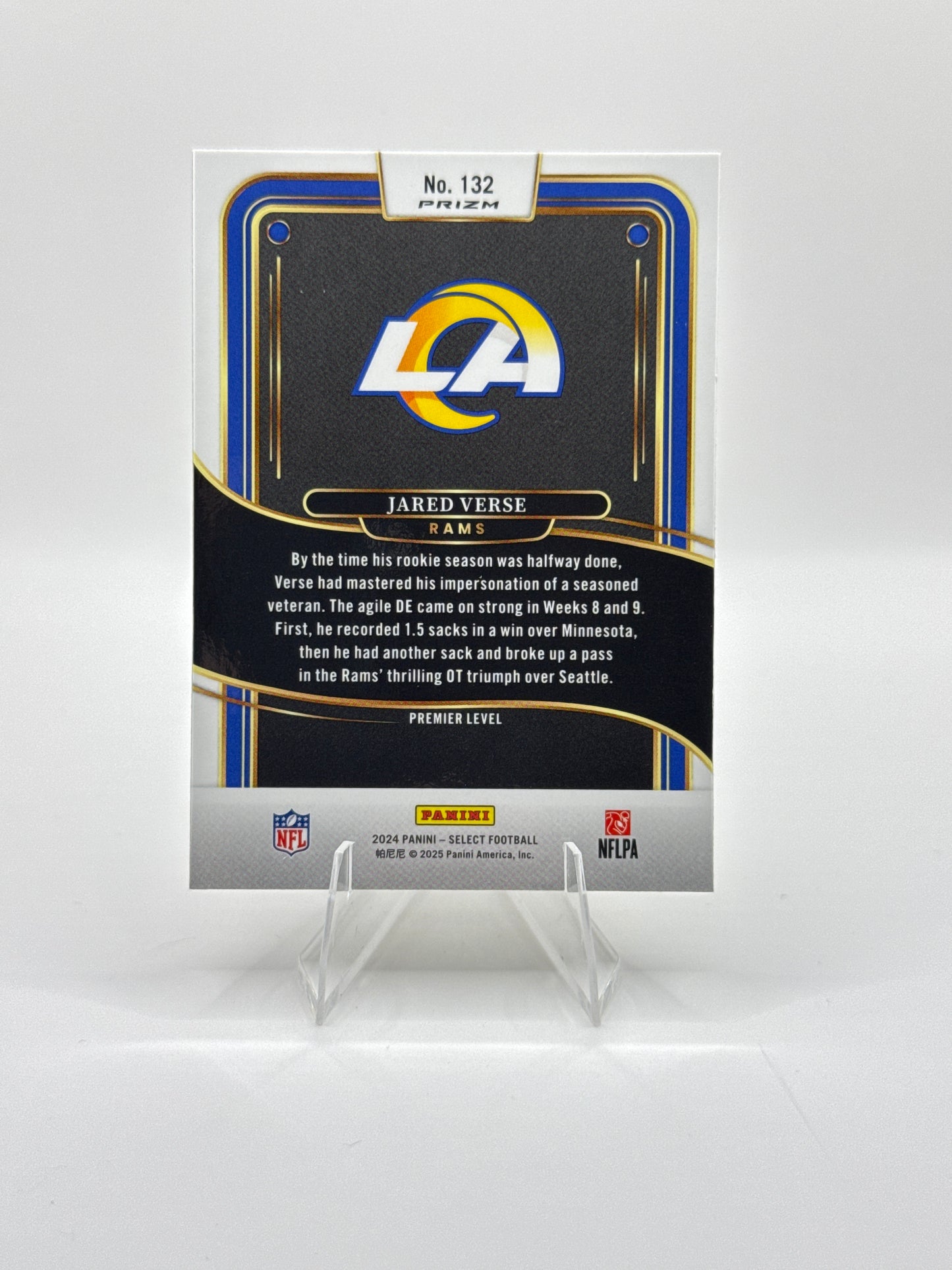 Jared Verse (Rookie) #132 Red Yellow Prizm Shock Premier Level 2024 Panini - Select Football