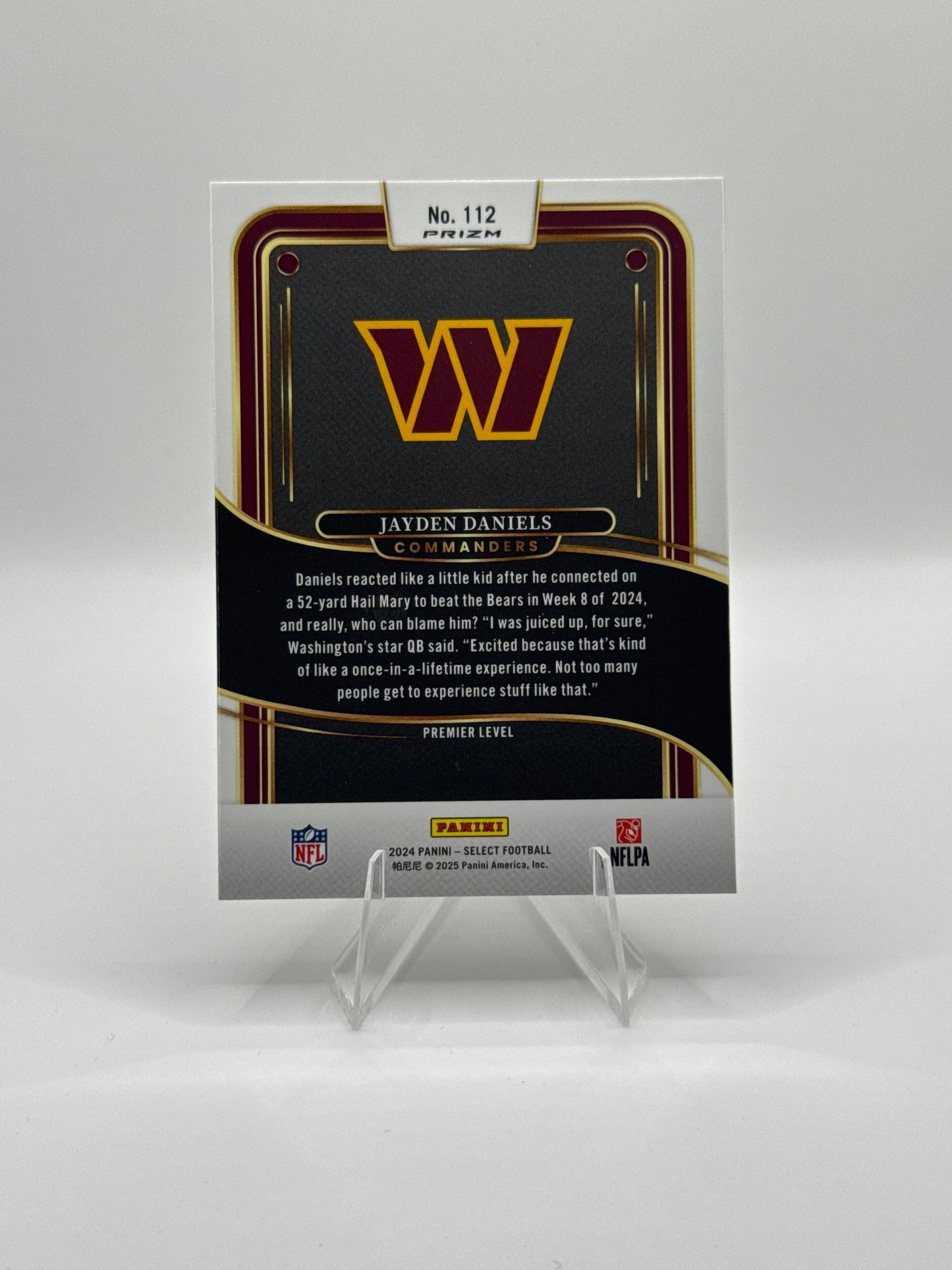Jayden Daniels (Rookie) #112 Red Black Prizm Shock Premier Level
