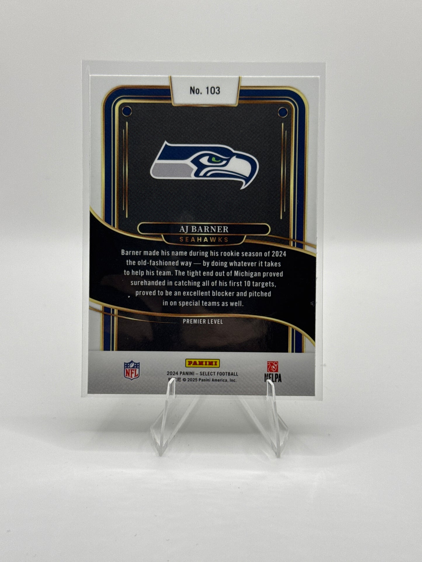 AJ Barner (Rookie) #103 Premier Level 2024 Panini - Select Football