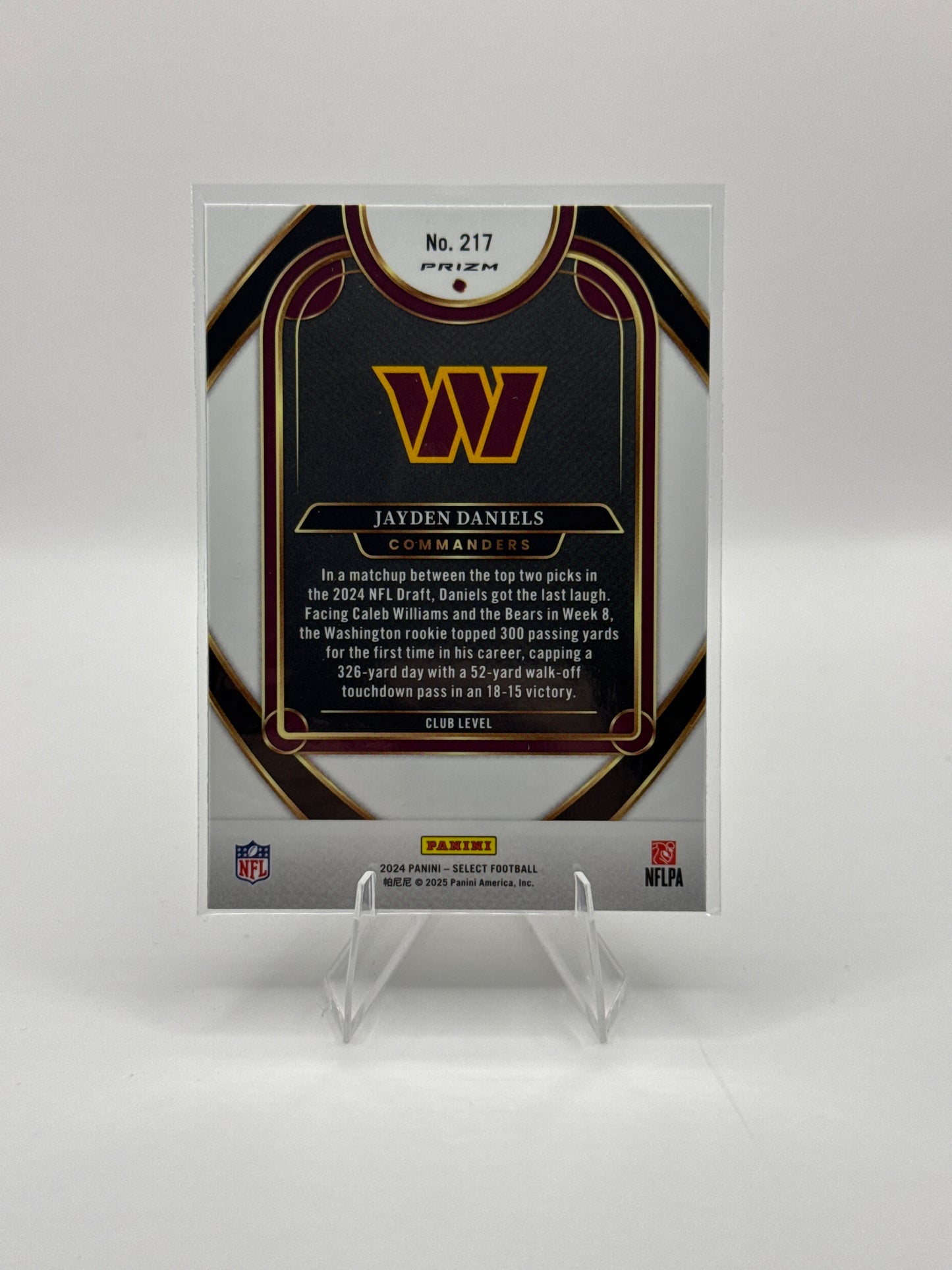 Jayden Daniels (Rookie) #217 Red Black Prizm Shock Club Level 2024 Panini - Select Football
