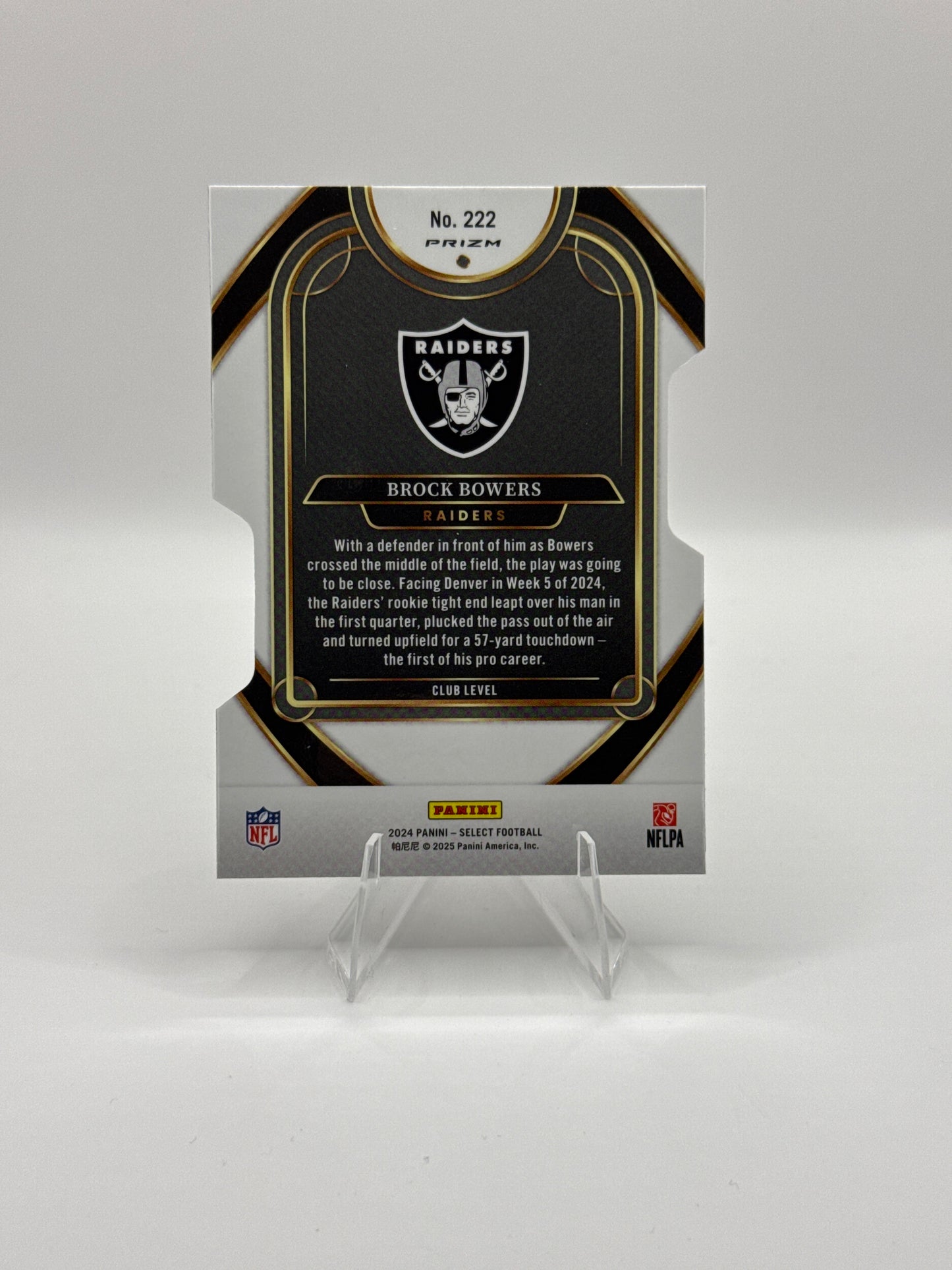 Brock Bowers (Rookie) #222 Silver Prizm Die-Cut Club Level 2024 Panini - Select Football