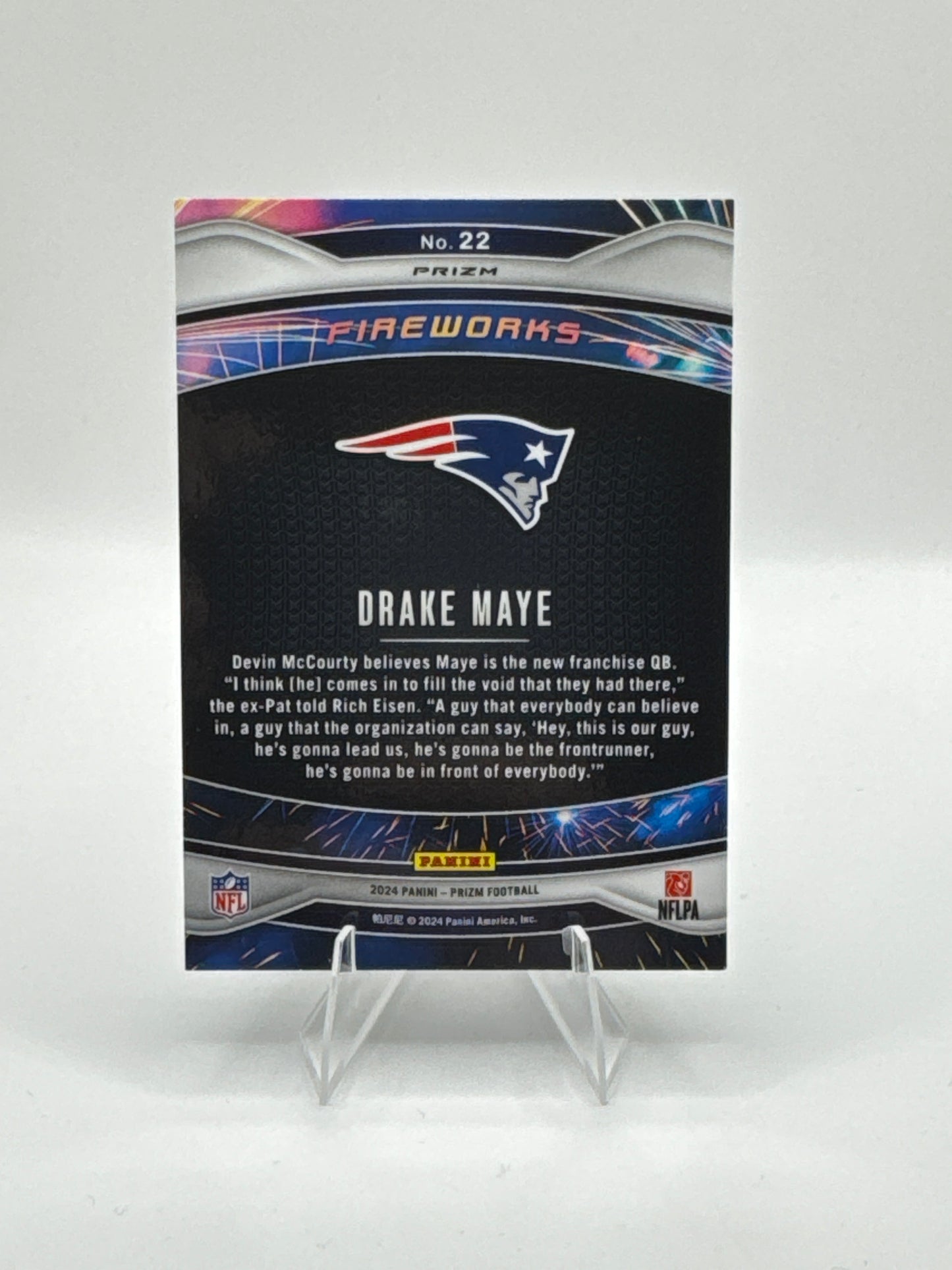 Drake Maye (Rookie) #22 Fireworks Green Wave 2024 Panini - Prizm Football