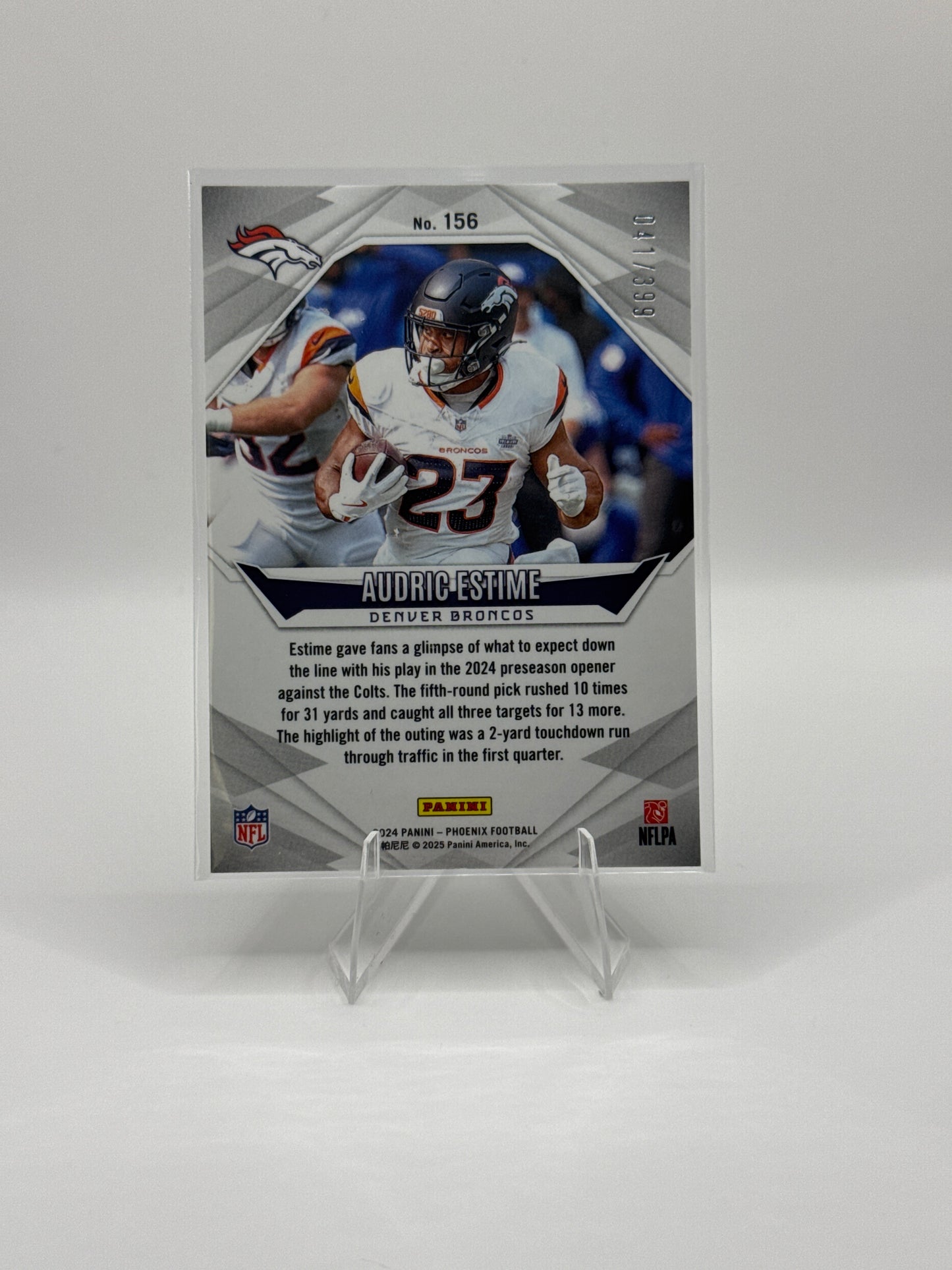 Audric Estime (Rookie) #156 Phoenix 041/399