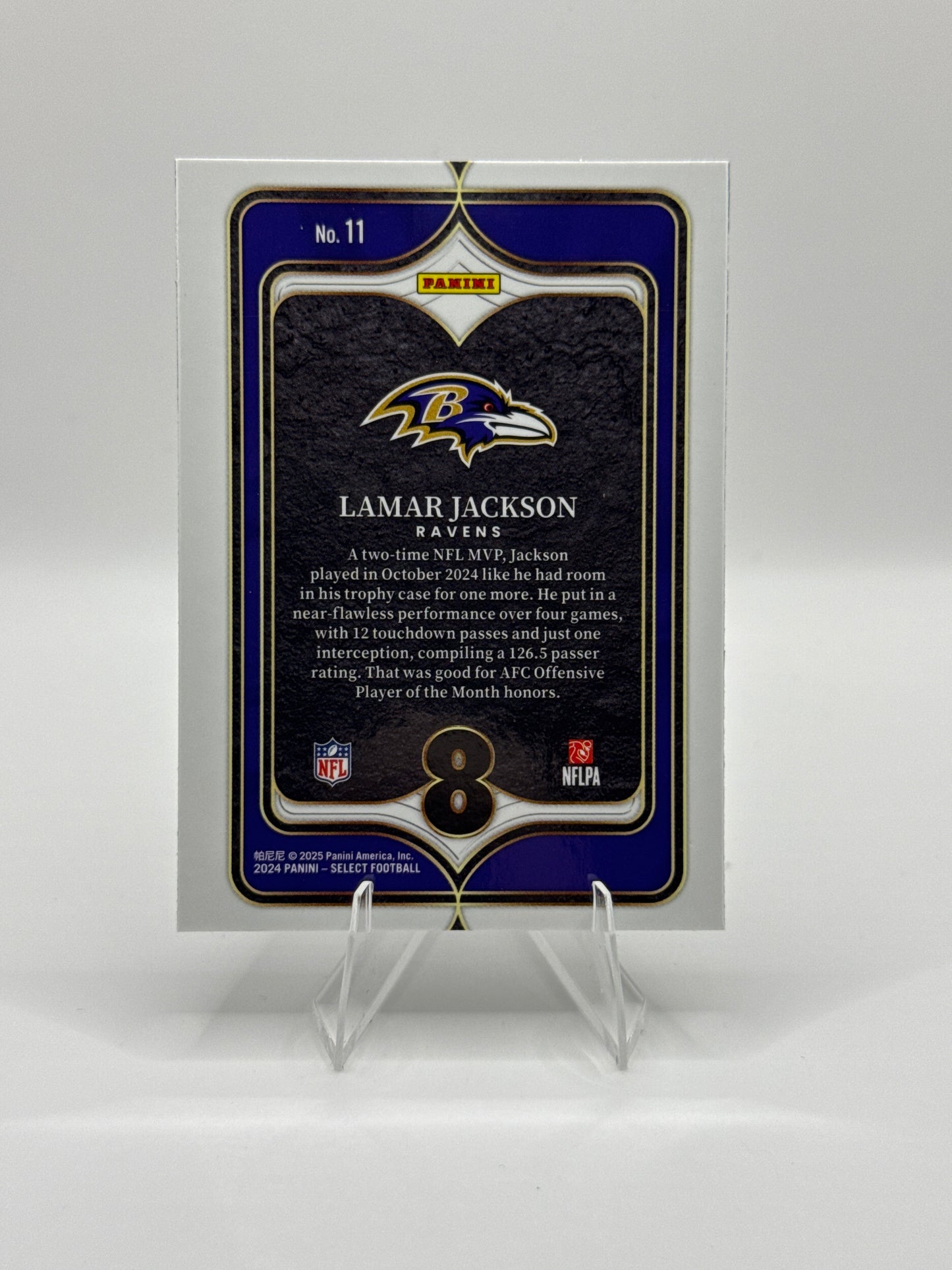 Lamar Jackson #11 Numbers 2024 Panini - Select Football