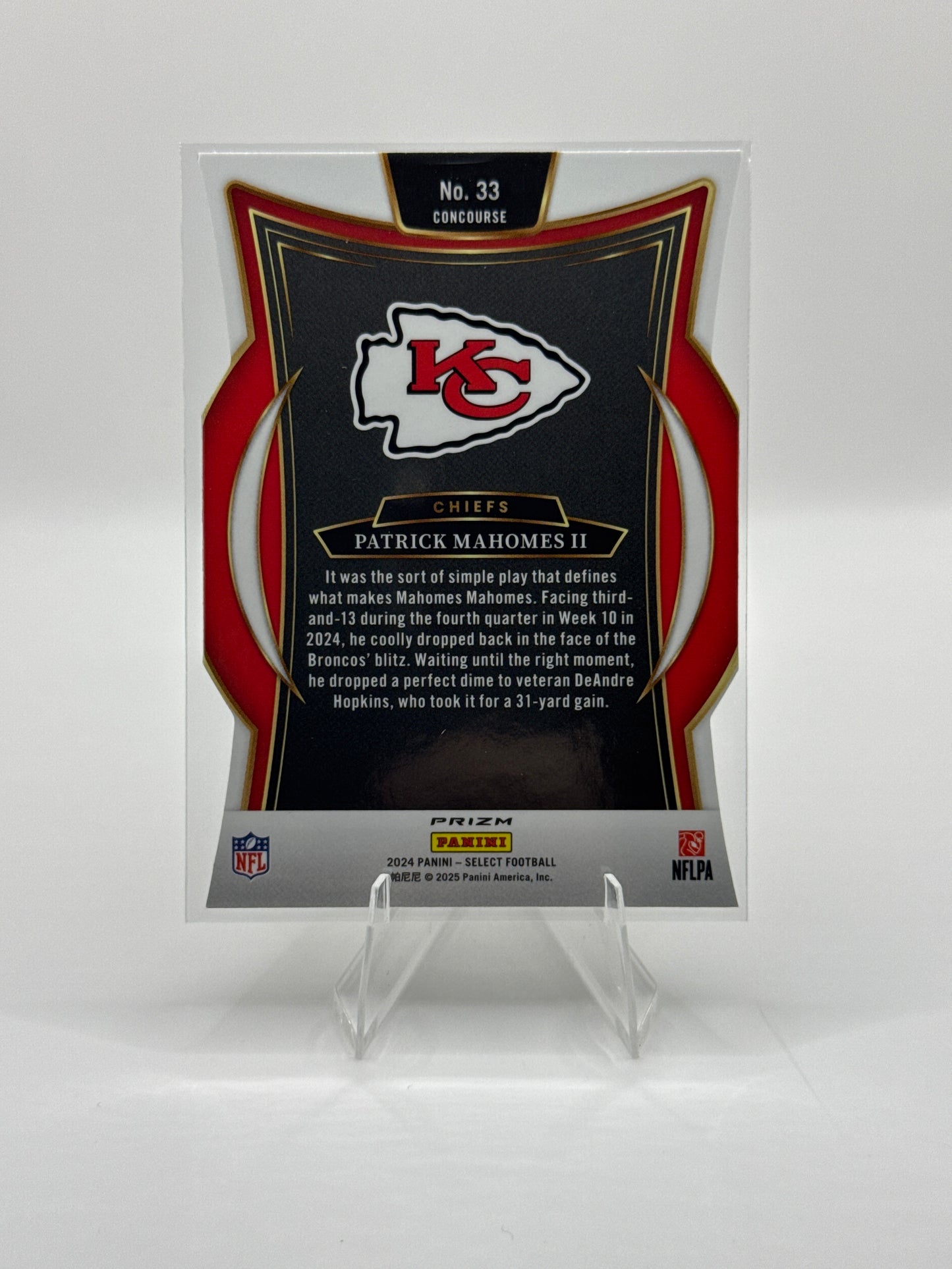 Patrick Mahomes #33 Silver Prizm Die-Cut Concourse Level