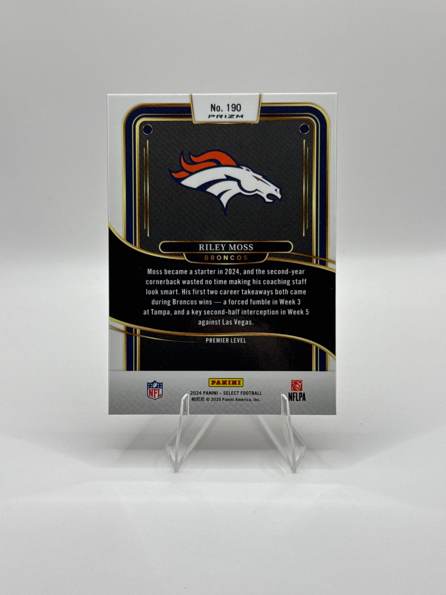 Riley Moss #190 Red Blue Prizm Shock Premier Level 2024 Panini - Select Football