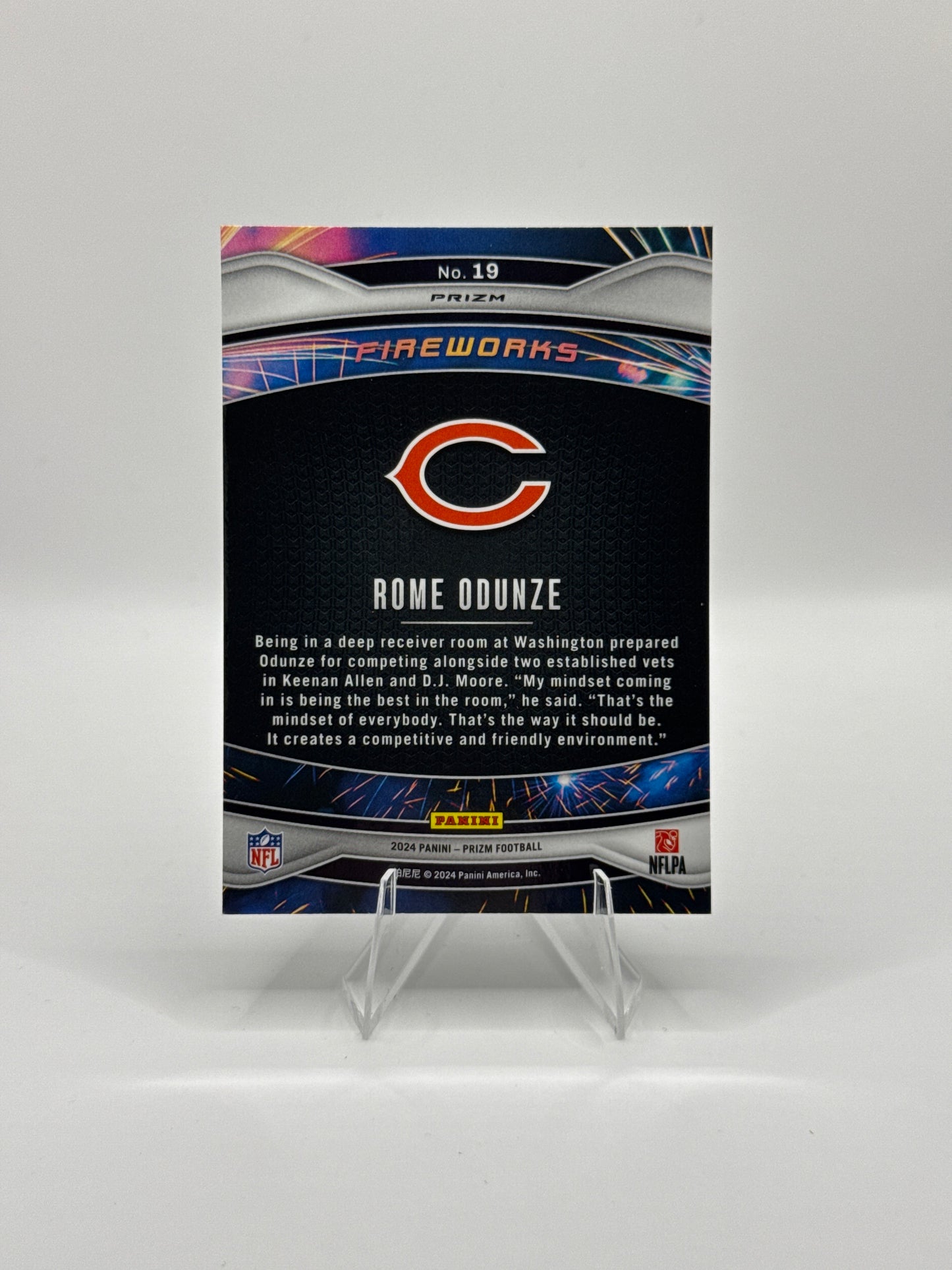 Rome Odunze (Rookie) #19 Green Fireworks 2024 Panini - Prizm