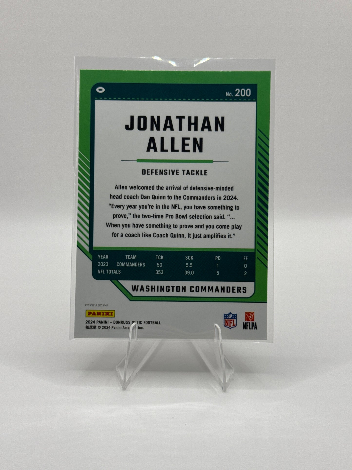 Jonathan Allen #200 Holo 2024 Panini - Donruss Optic Football