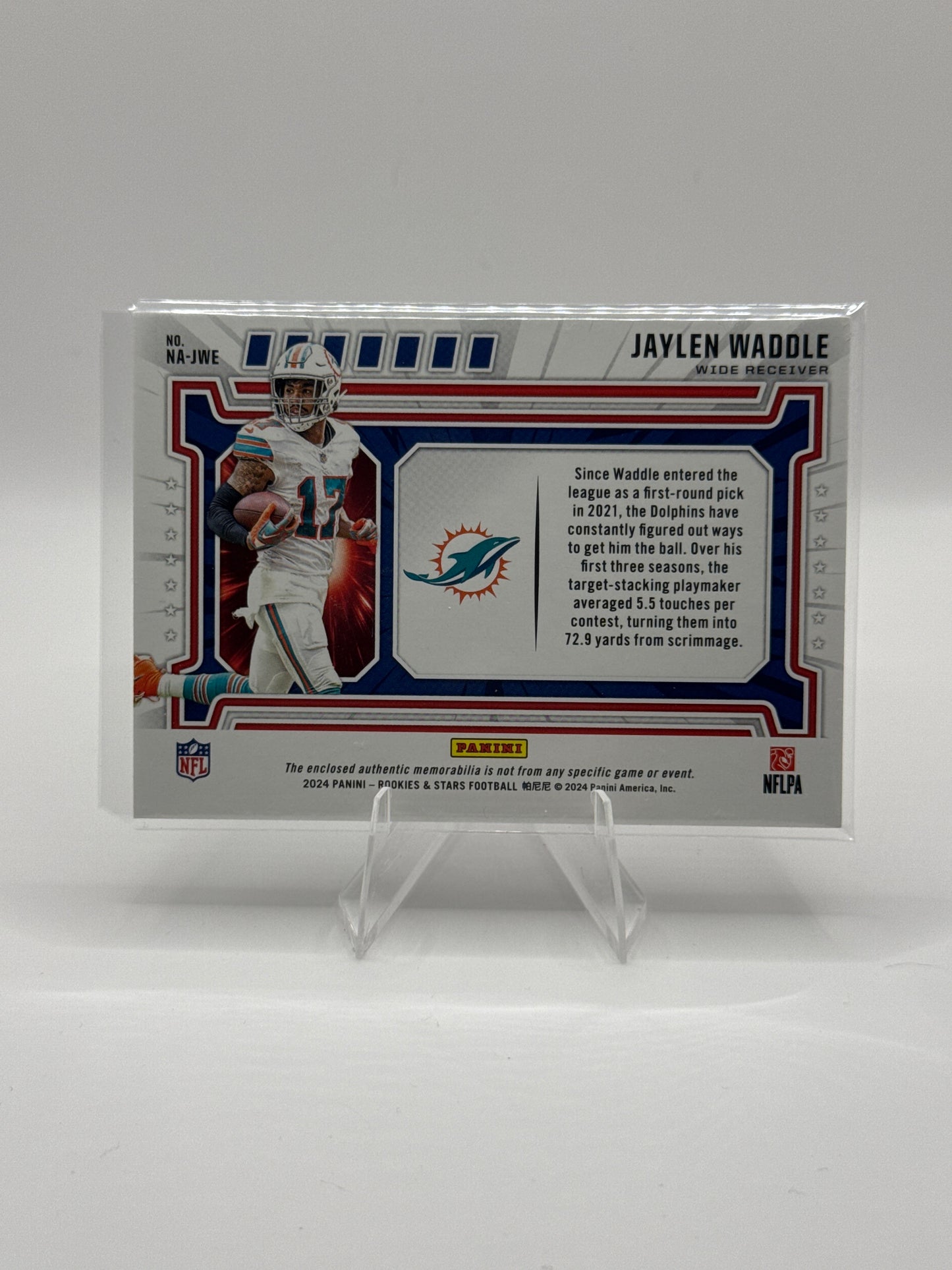 Jaylen Waddle #NA-JWE Red Jersey Relic