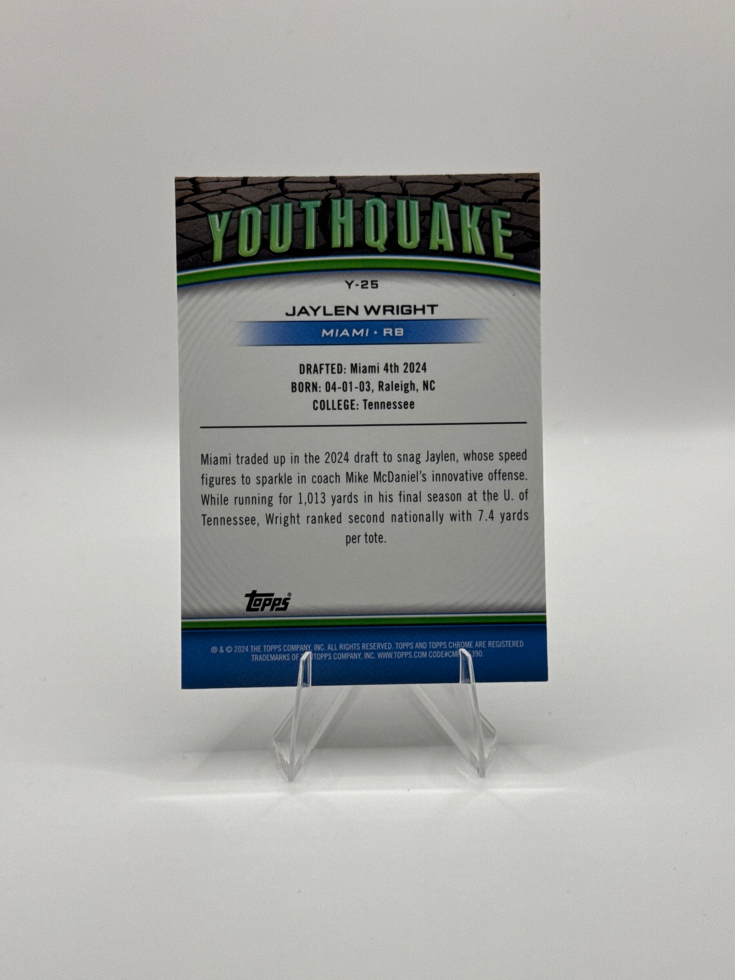 Jaylen Wright #Y-25 Pink Refractor Youthquake