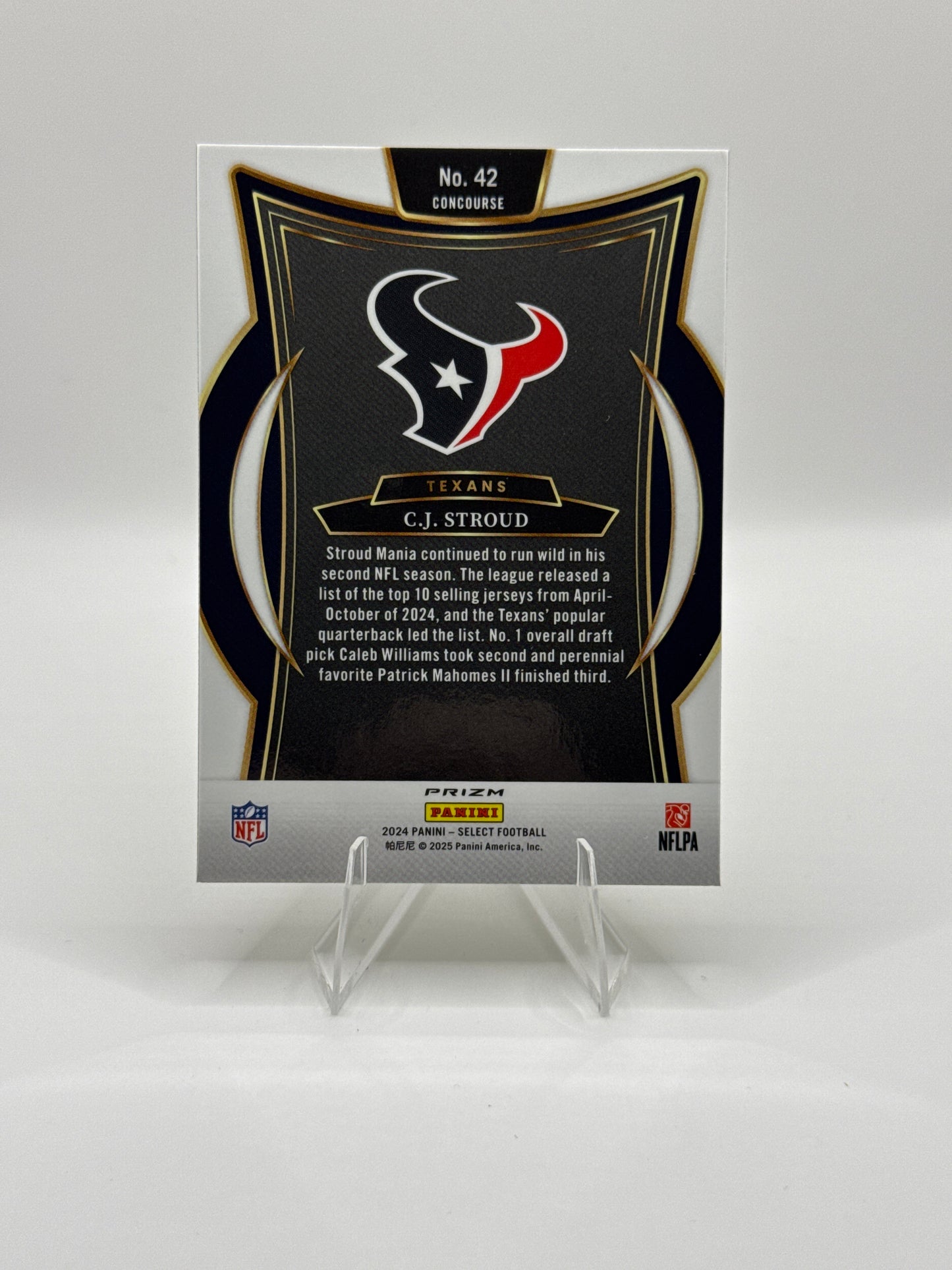 C.J. Stroud #42 Green Yellow Prizm Shock Concourse Level 2024 Panini - Select Football