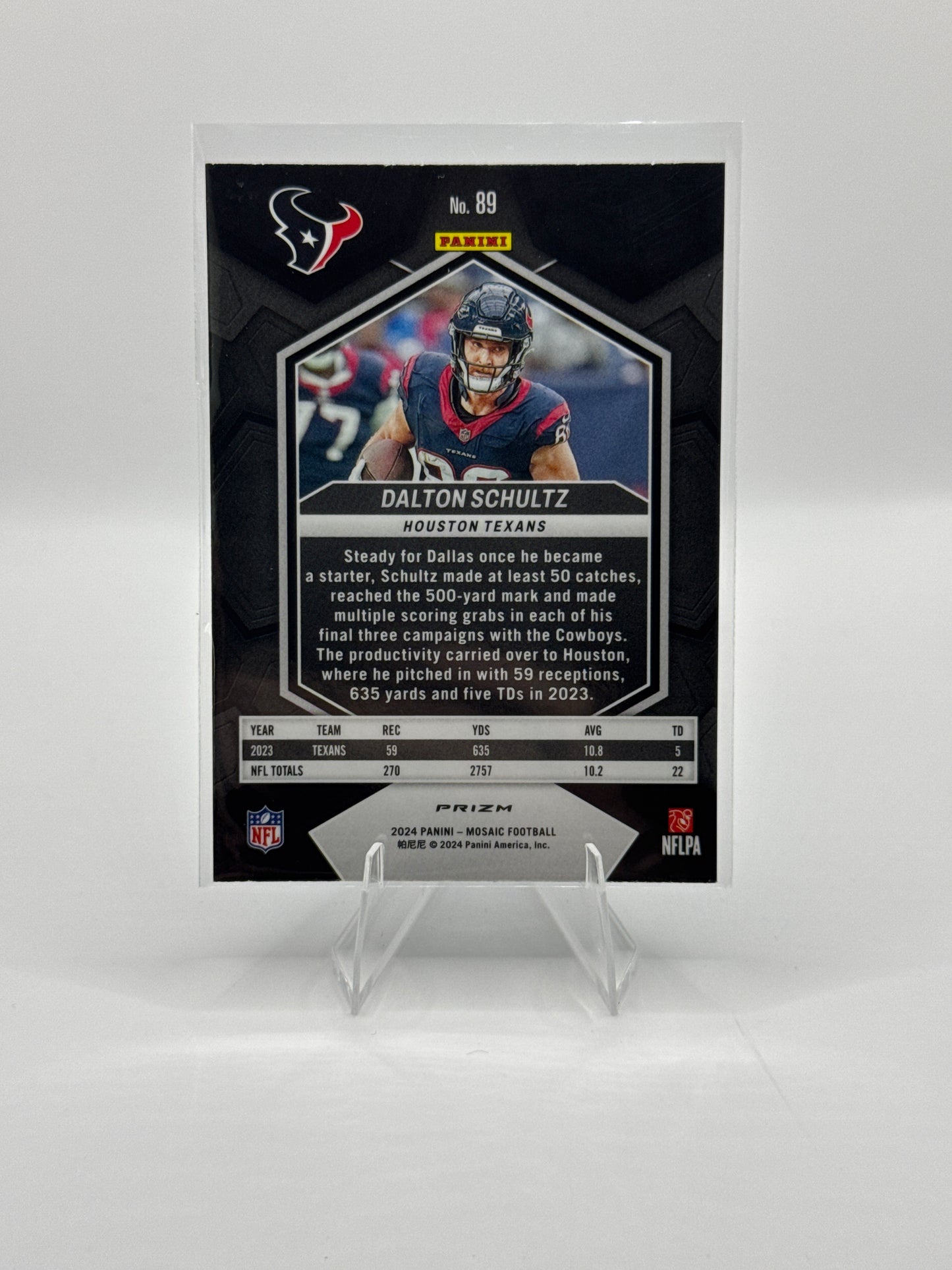 Dalton Schultz #89 Reactive Blue Mosaic 2024 Panini - Mosaic Football