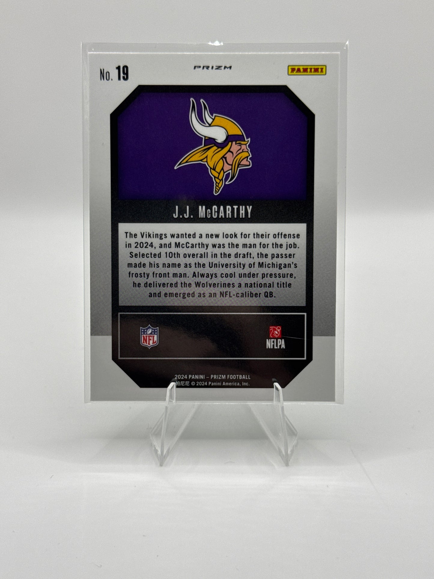 J.J. McCarthy (Rookie) #9 Emergent Green 2024 Panini - Prizm Football