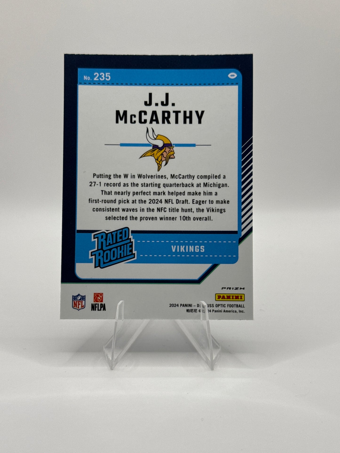 JJ McCarthy Rated Rookie #235 Blue Hyper