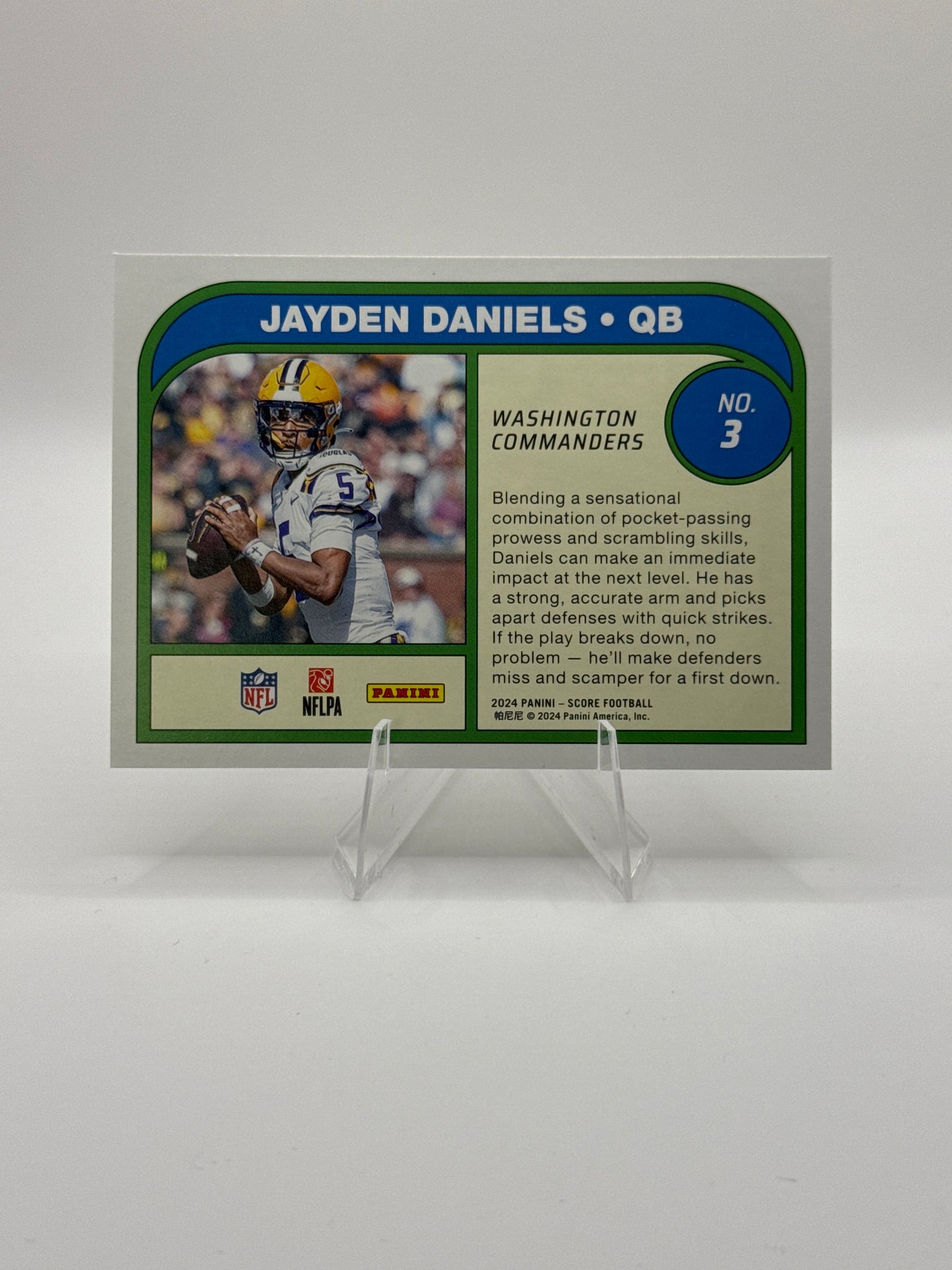 Jayden Daniels (Rookie) #3 Protential 2024 Panini - Score Football (LSU Uniform)