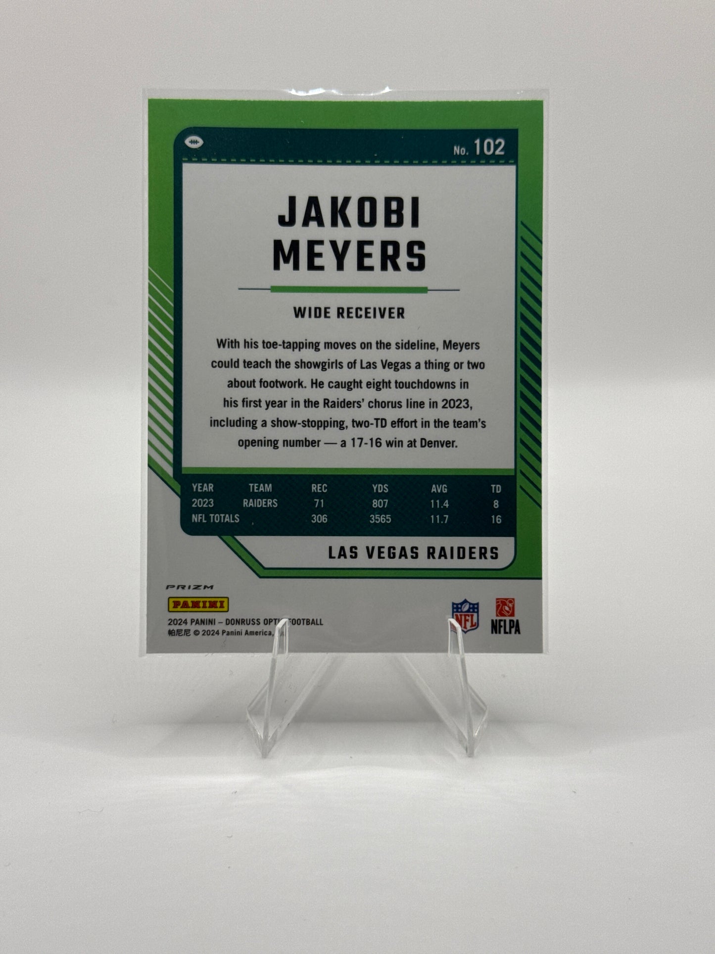 Jakobi Meyers #102 Blue Stars 2024 Donruss Optic Football