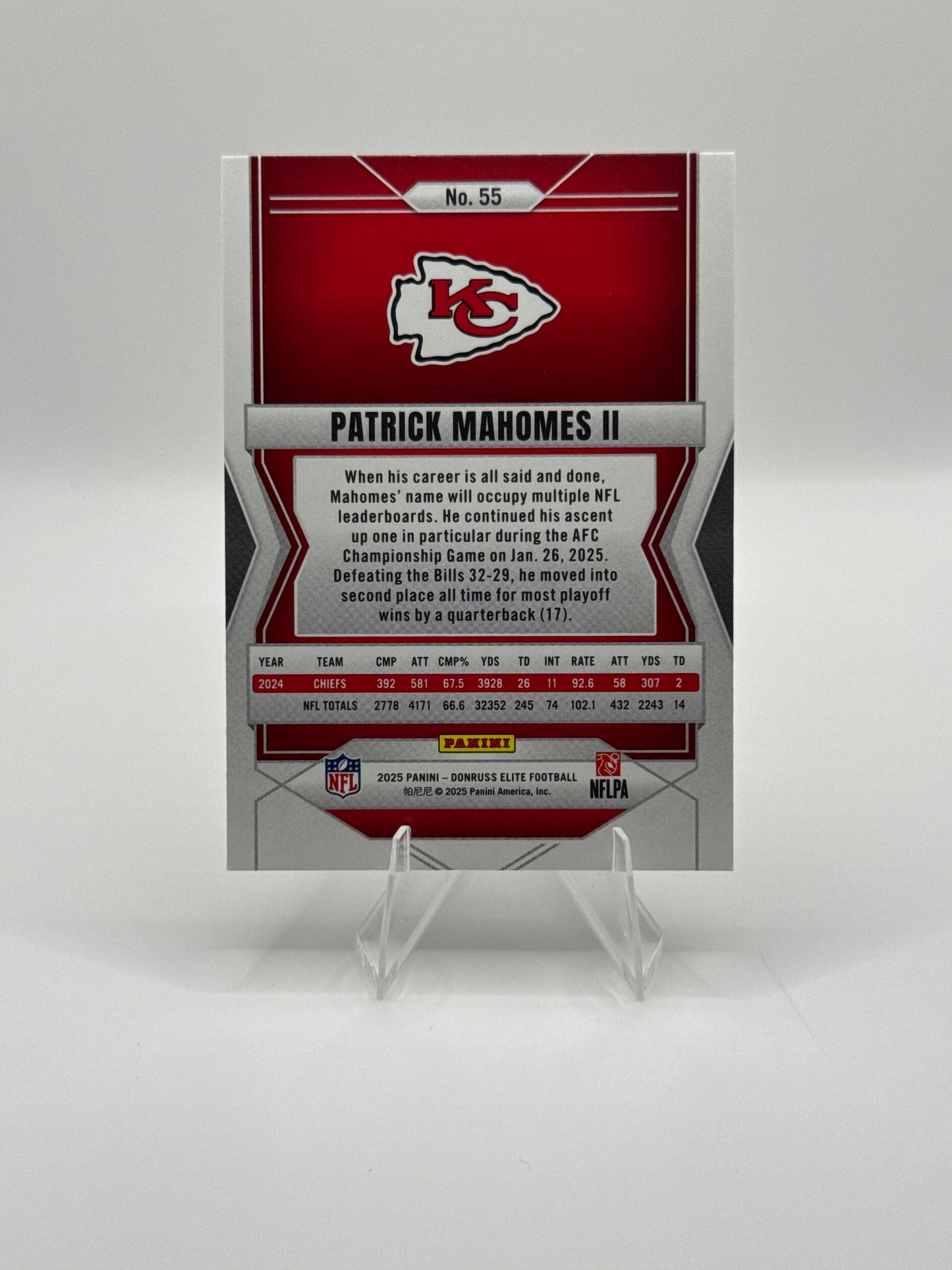 Patrick Mahomes #55 2025 Panini - Donruss Elite Football