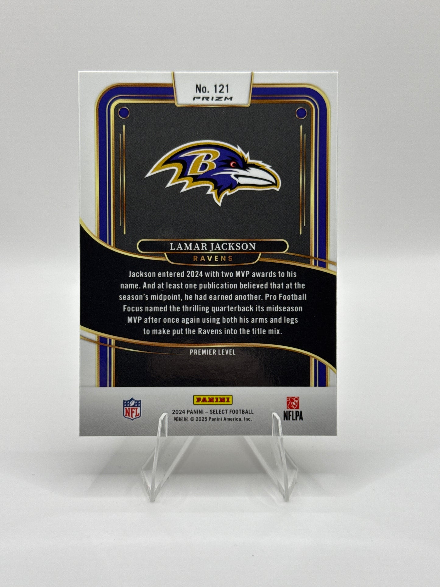 Lamar Jackson #121 Red Blue Prizm Shock Premier Level 2024 Panini - Select Football