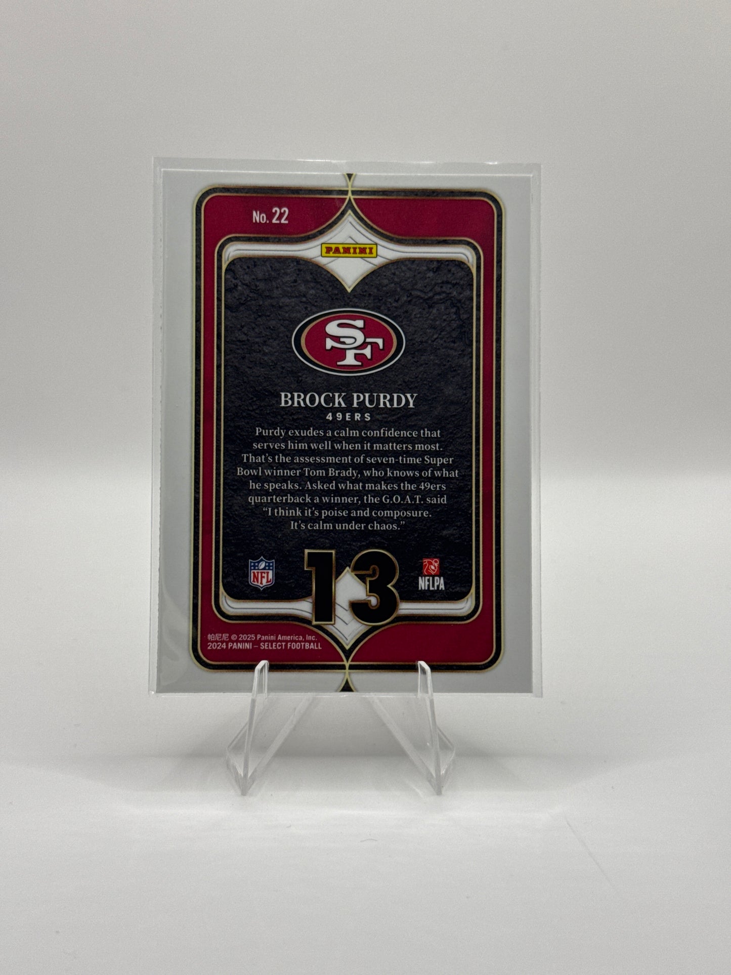 Brock Purdy #22 Numbers 2024 Panini - Select Football