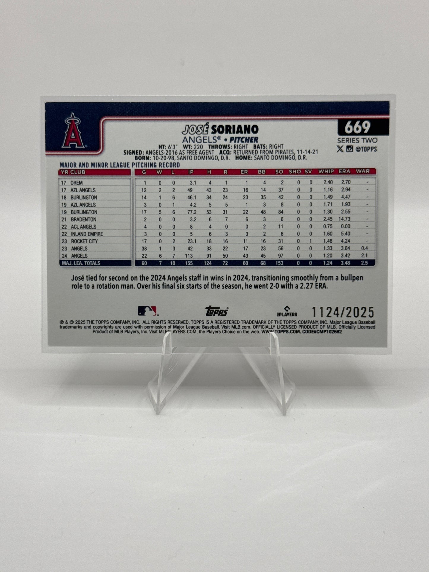 Jose Soriano #669 Gold 1124/2025