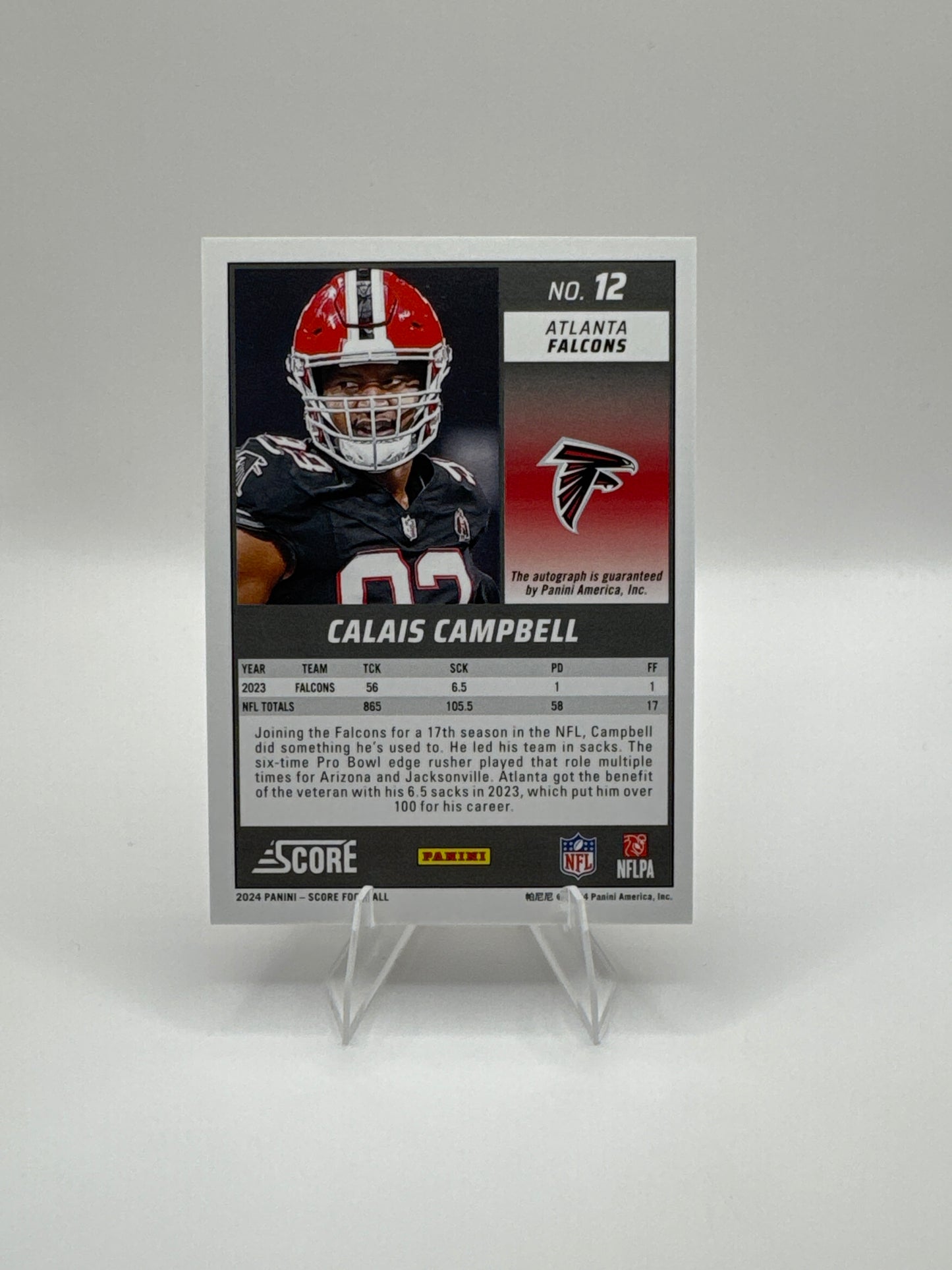 Calais Campbell #12 Red Autograph /20 Color Match!