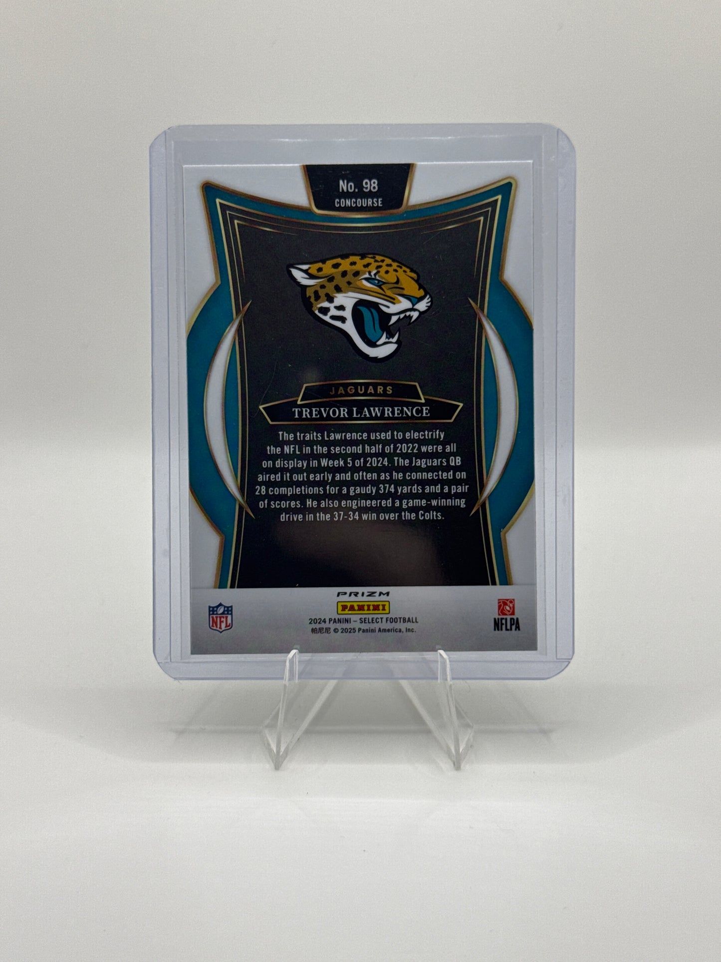 Trevor Lawrence #98 Green Yellow Prizm Shock Concourse Level 2024 Panini - Select Football
