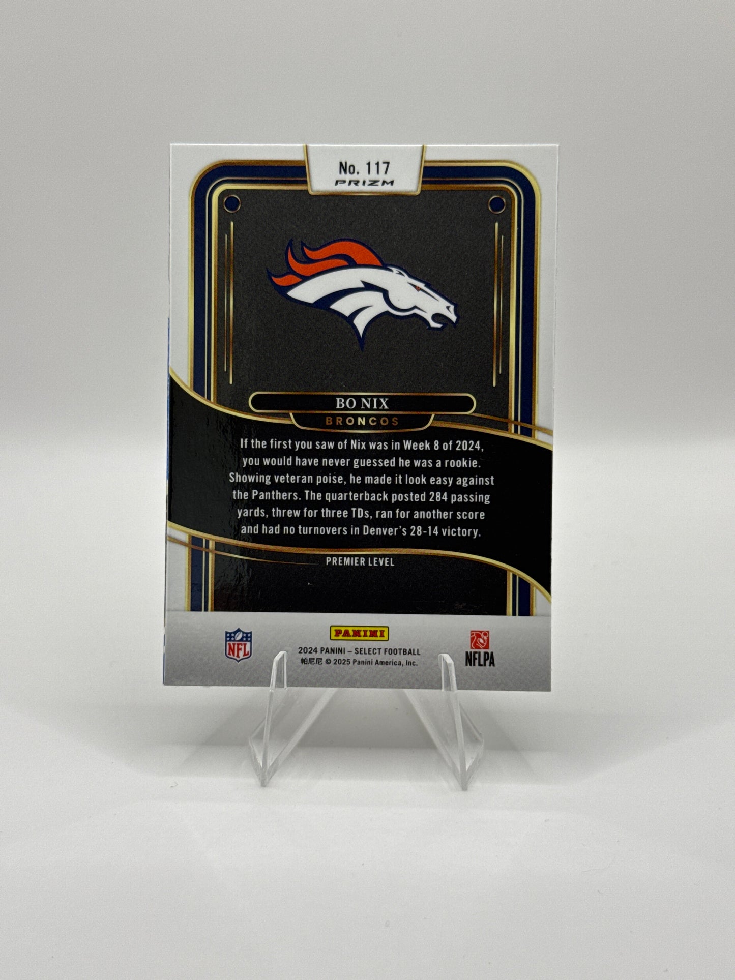 Bo Nix Rookie #117 Red Blue Prizm Shock Premier Level