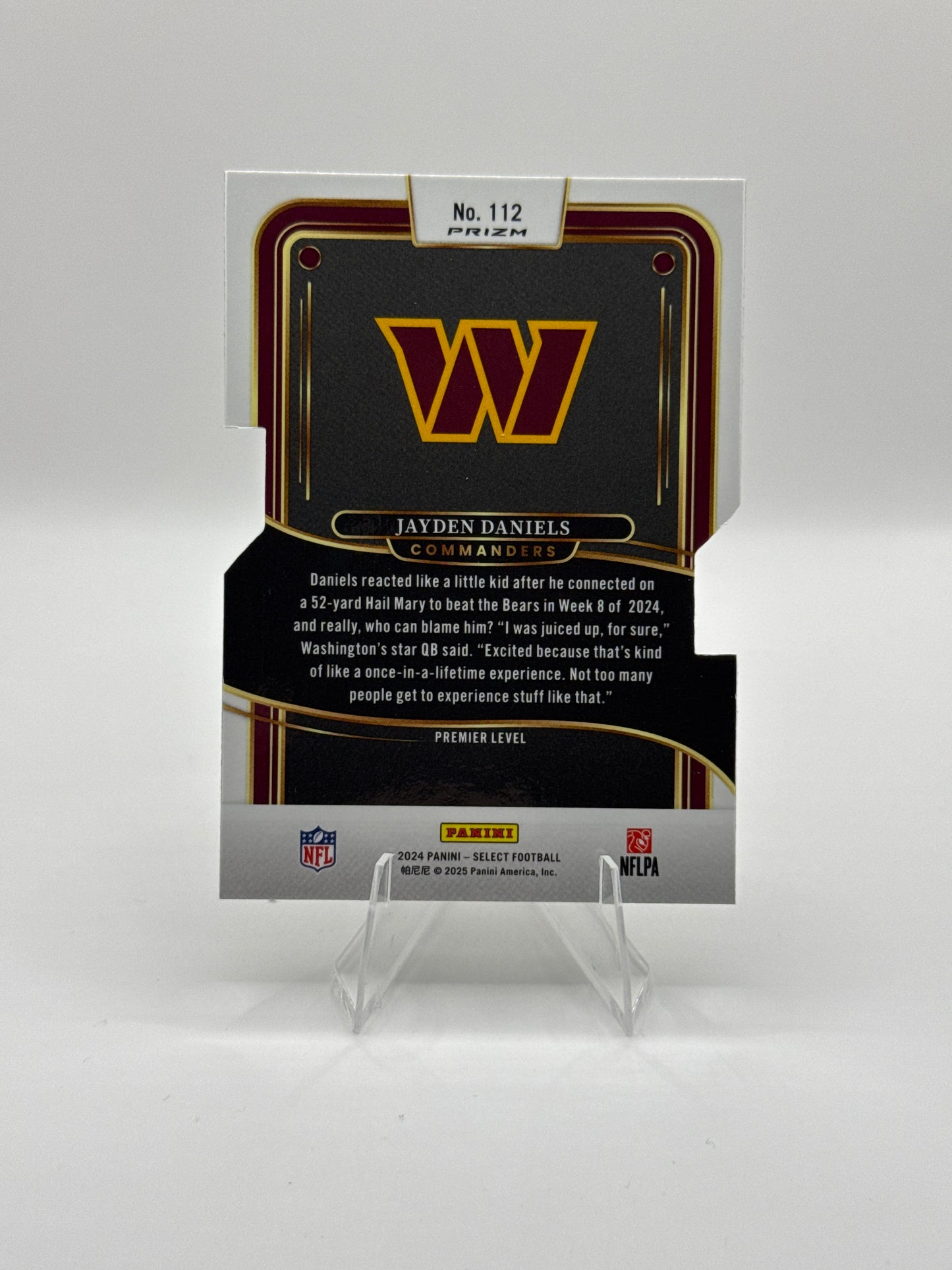 Jayden Daniels (Rookie) #112 Silver Prizm Die-Cut Premier Level 2024 Panini - Select Football