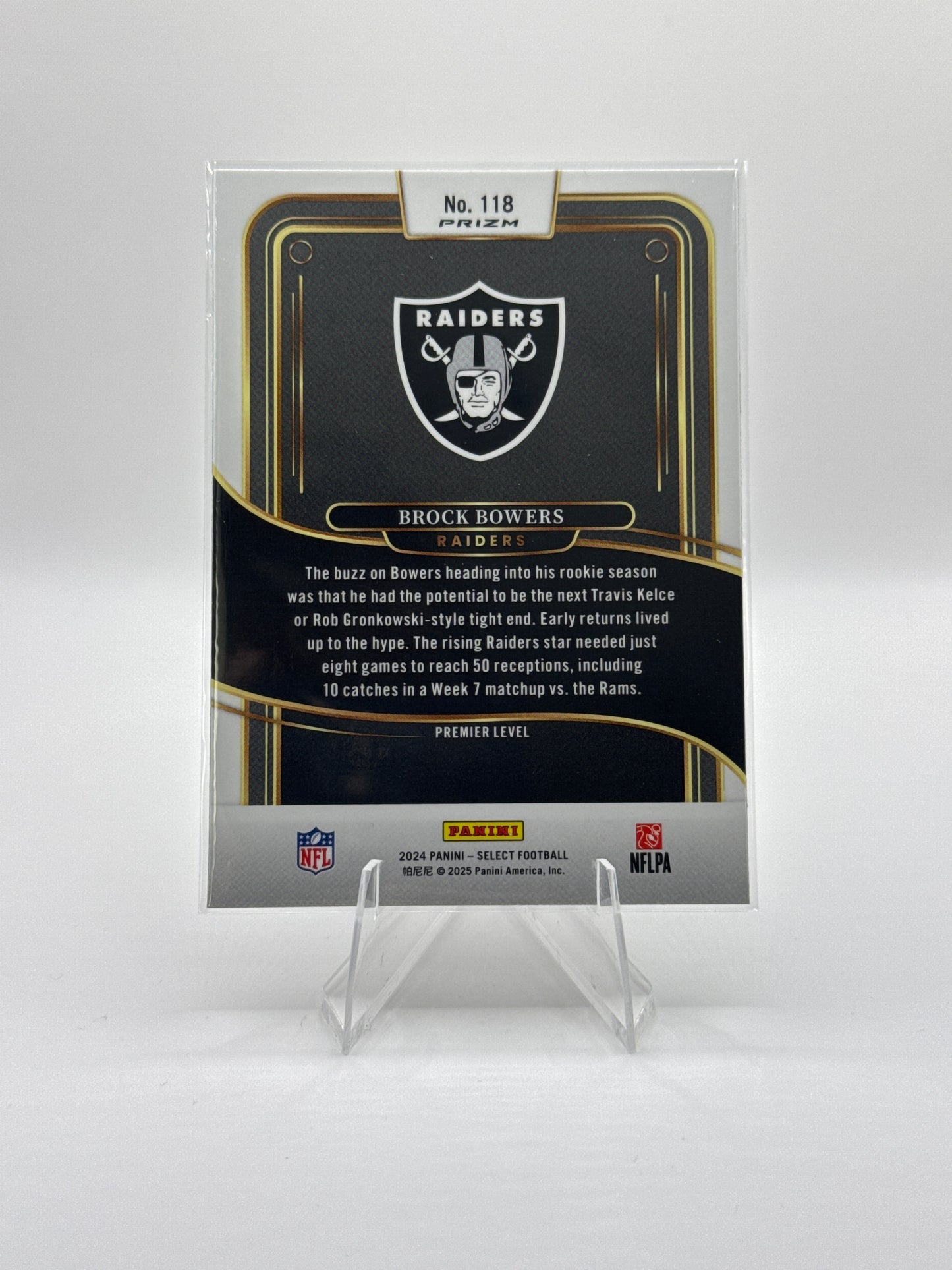 Brock Bowers (Rookie) #118 Red Blue Prizm Shock Premier Level 2024 Panini - Select Football