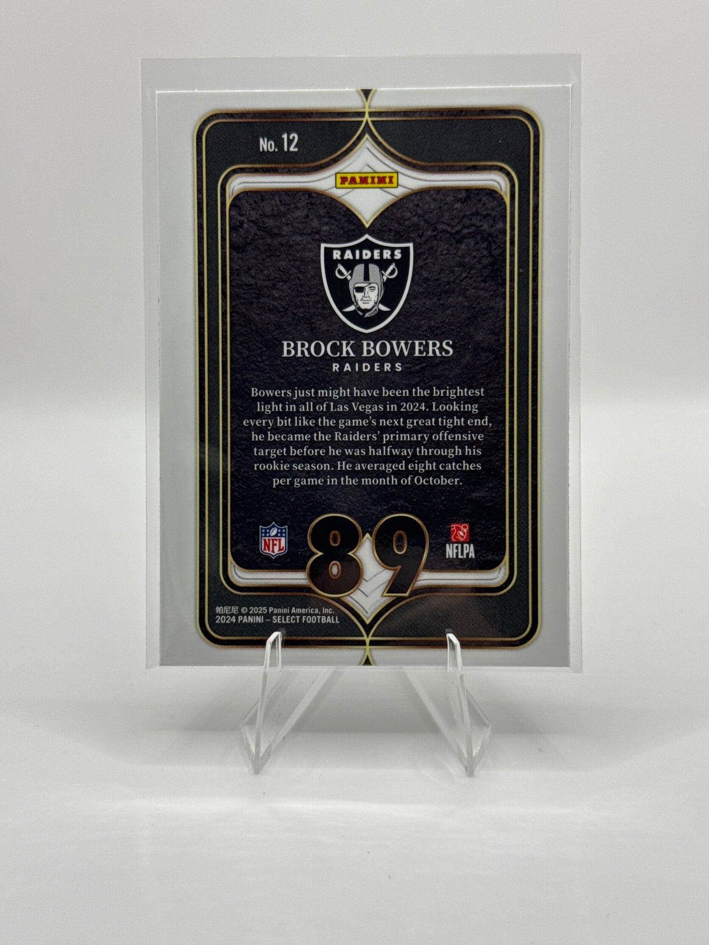 Brock Bowers (Rookie) #12 Numbers 2024 Panini - Select Football