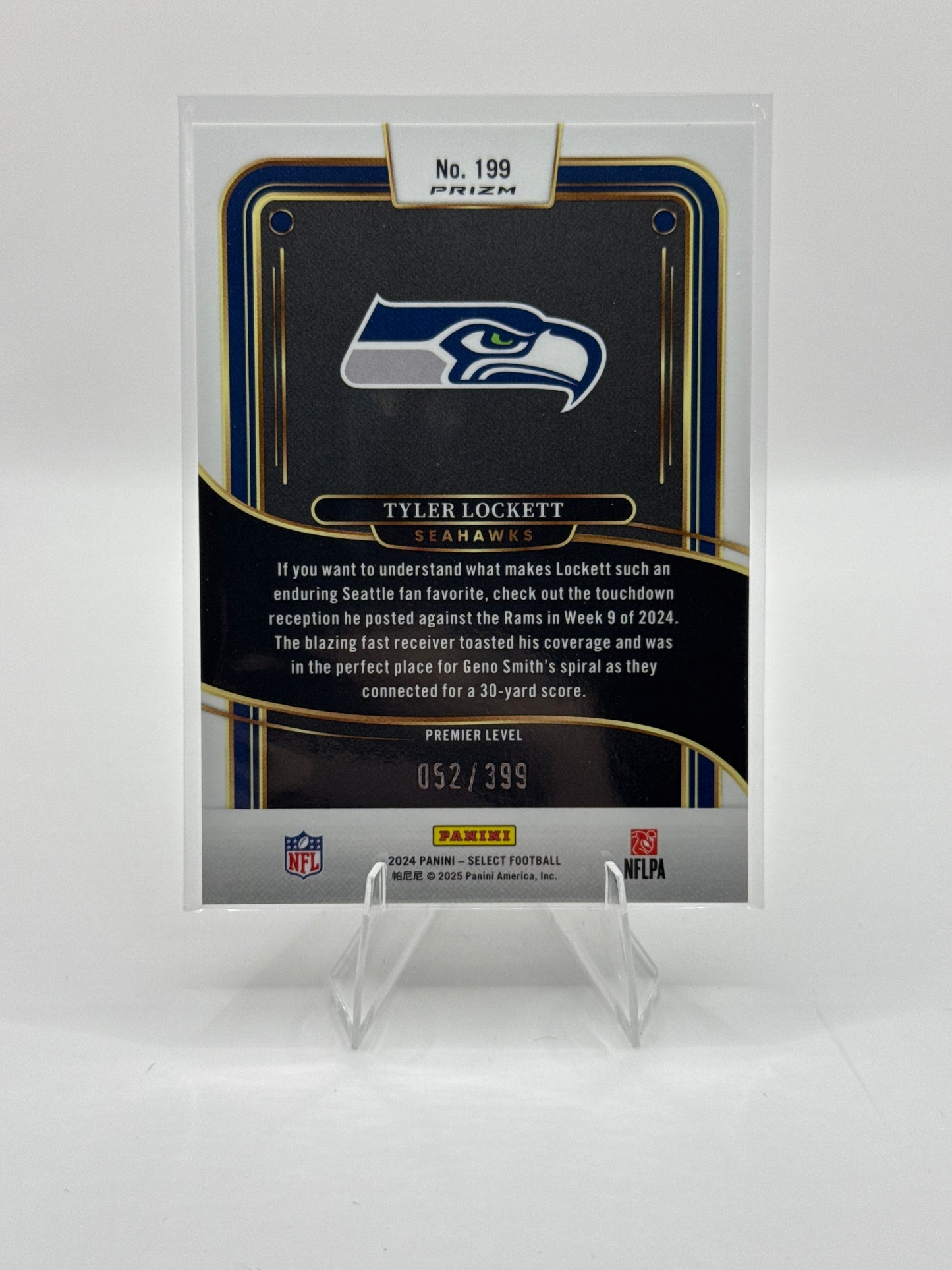 Tyler Lockett #199 Orange Prizm Shock 052/399 Premier Level 2024 Panini - Select Football