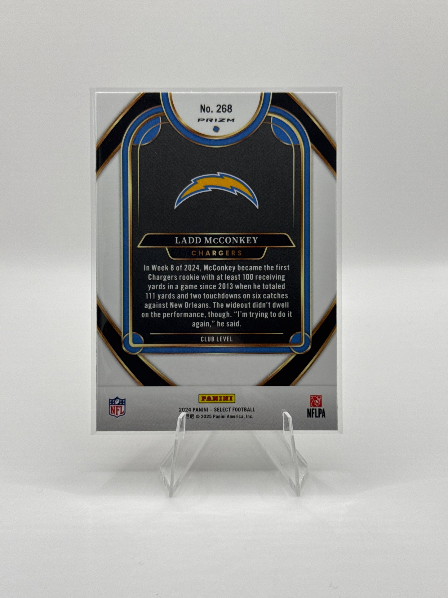 Ladd McConkey (Rookie) #268 Red Blue Prizm Shock Club Level