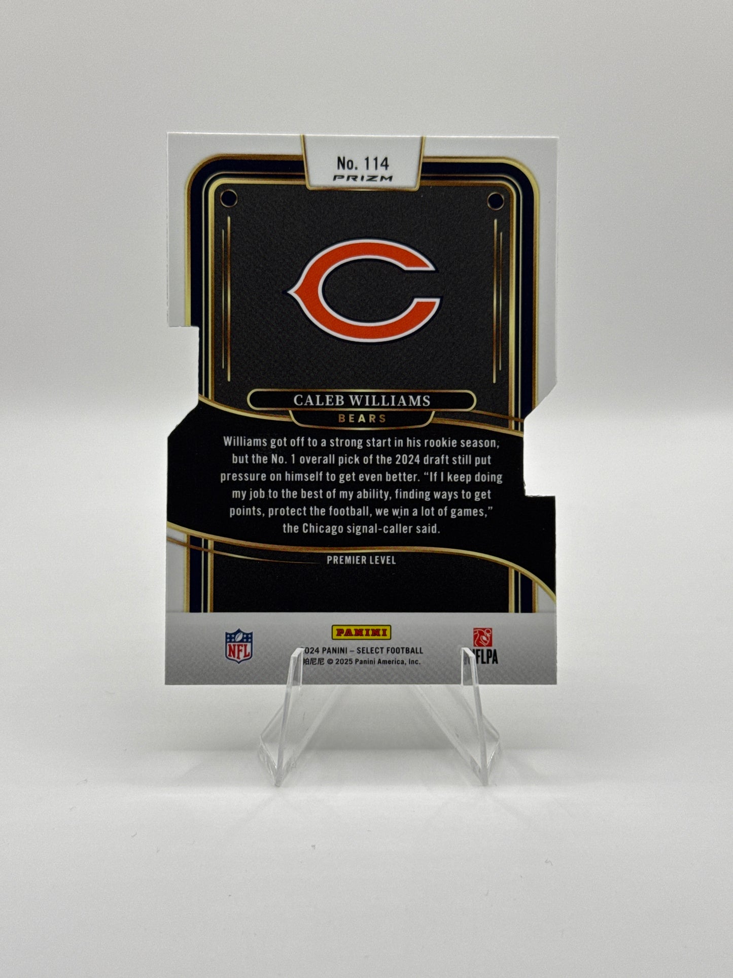 Caleb Williams (Rookie) #114 Silver Prizm Die-Cut Premier Level 2024 Panini - Select Football