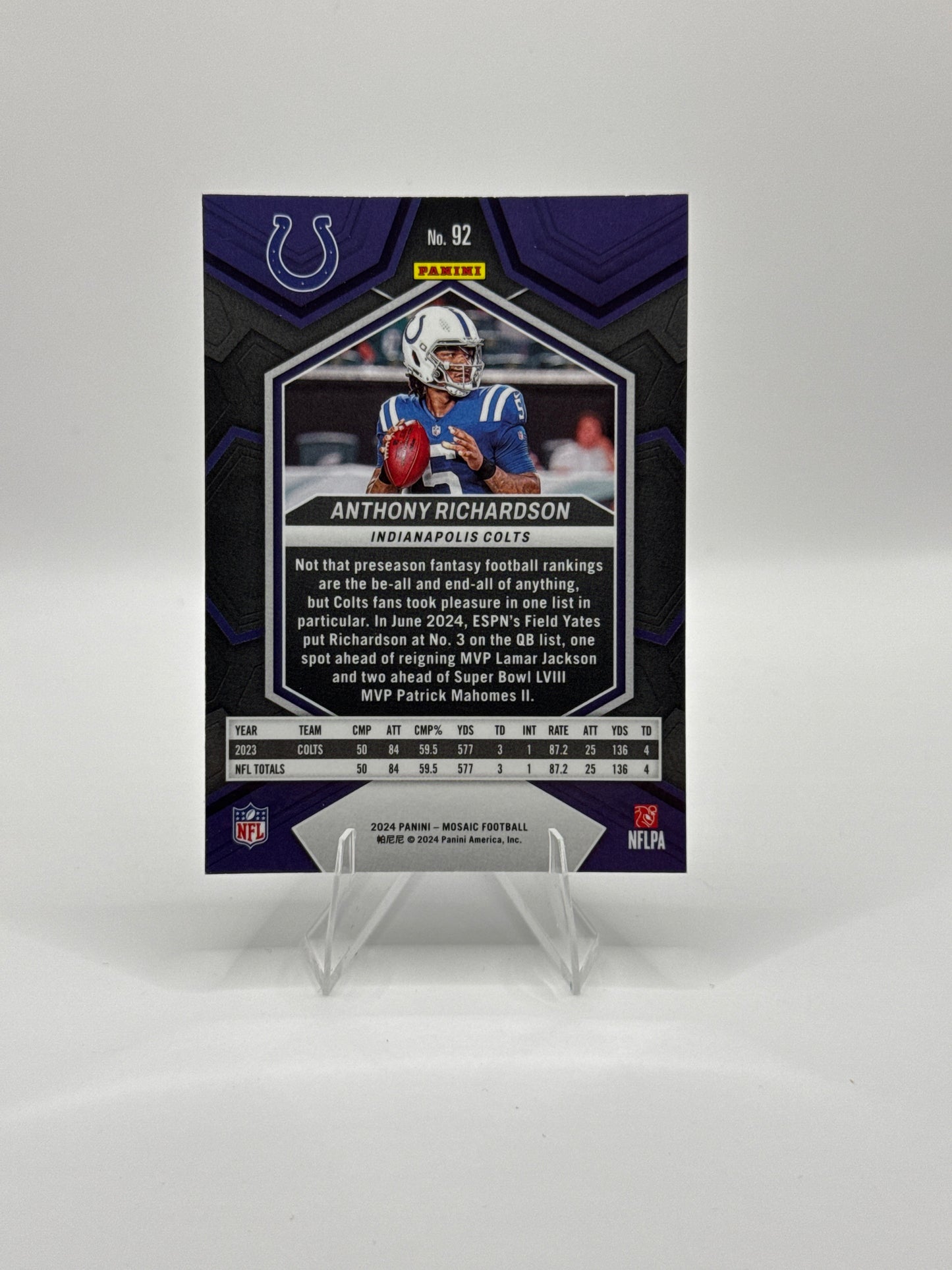 Anthony Richardson #92 2024 Panini - Mosaic Football