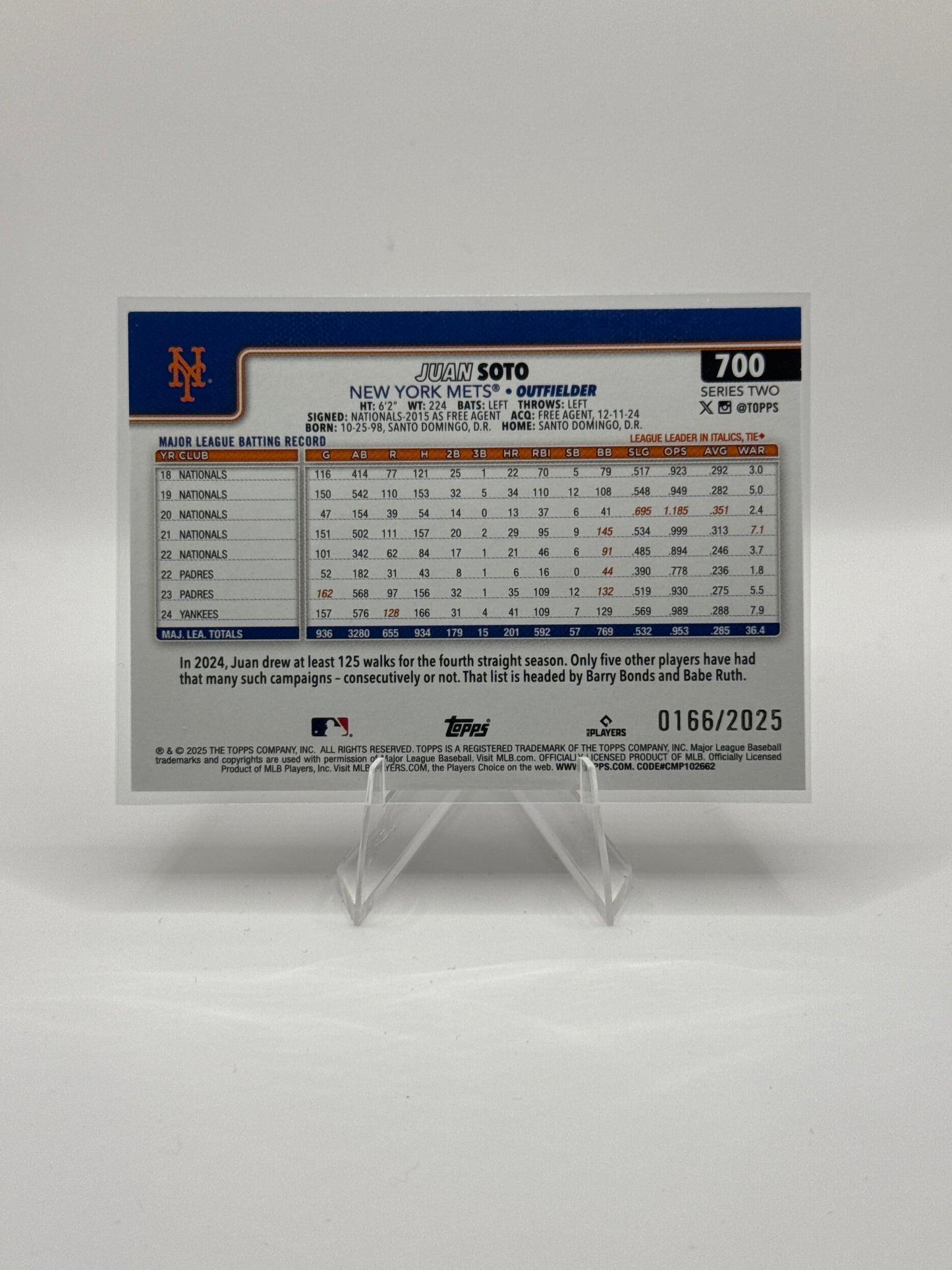Juan Soto #700 Gold 0166/2025