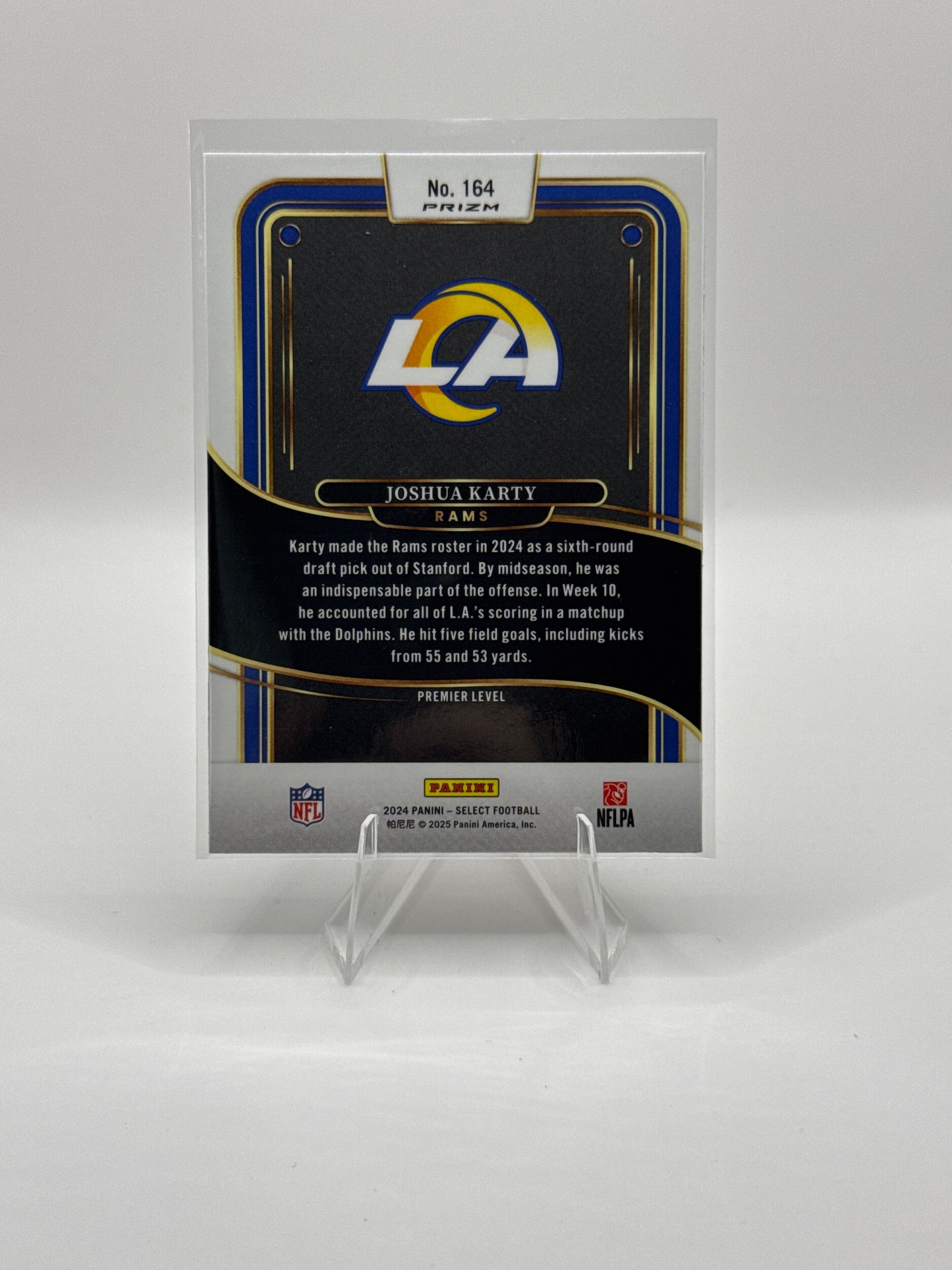 Joshua Karty (Rookie) #164 Green Red Prizm Shock Premier Level 2024 Panini - Select Football