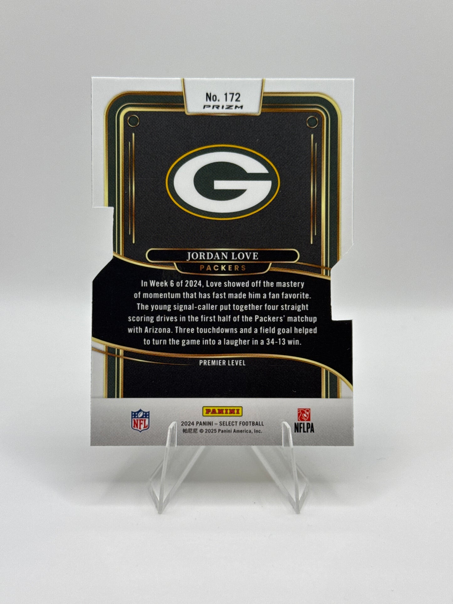 Jordan Love #172 Silver Prizm Die-Cut Premier Level