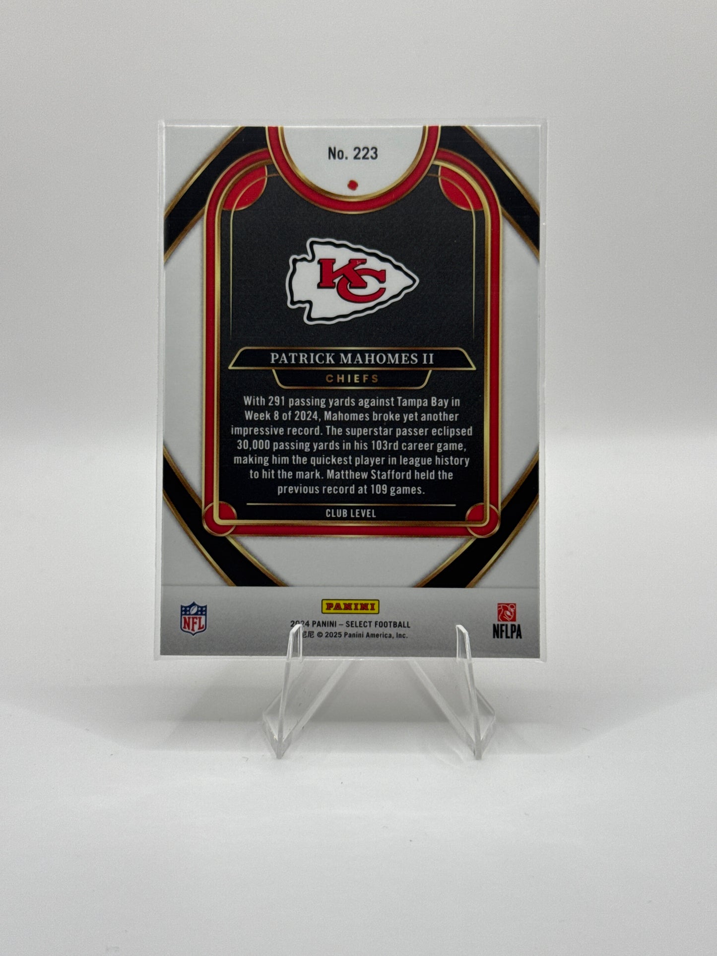 Patrick Mahomes #223 Club Level 2024 Panini - Select Football