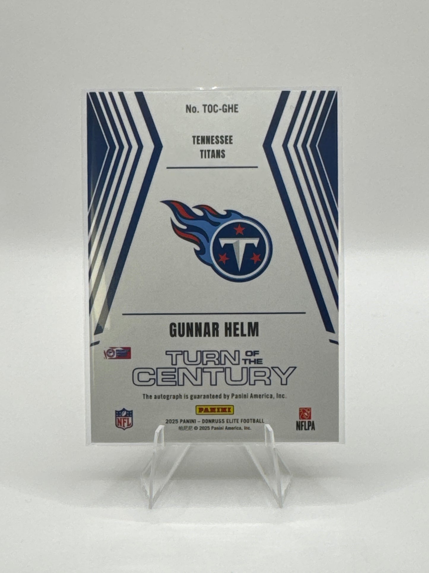 Gunnar Helm (Rookie) #TOC-GHE Turn of the Century Autograph 404/499 2025 Elite