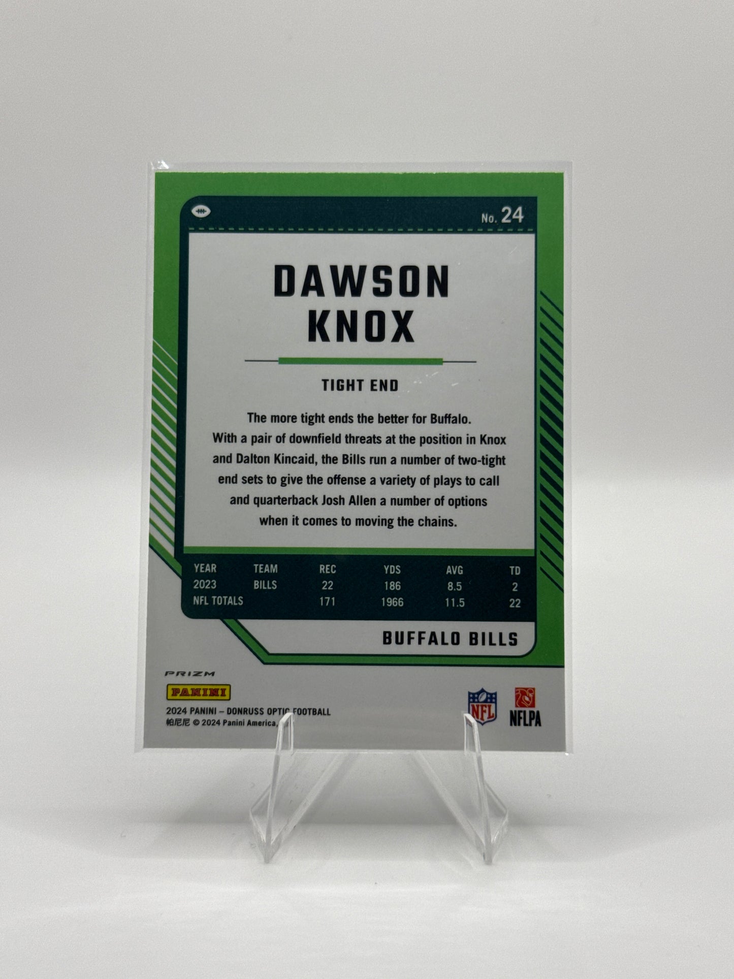 Dawson Knox #24 Blue Stars Prizm 2024 Panini - Donruss Optic Football