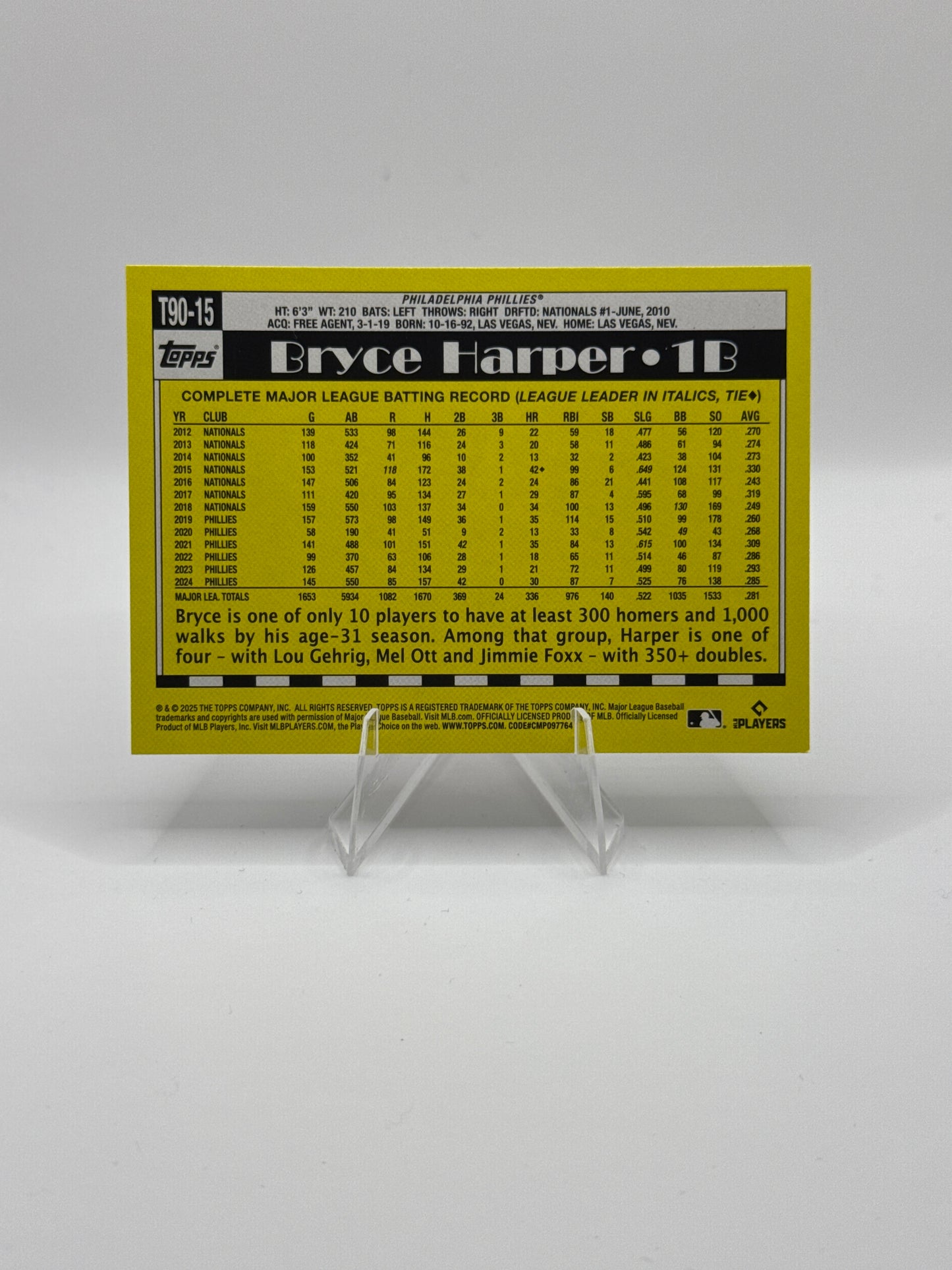 Bryce Harper #T90-15 Topps Throwback