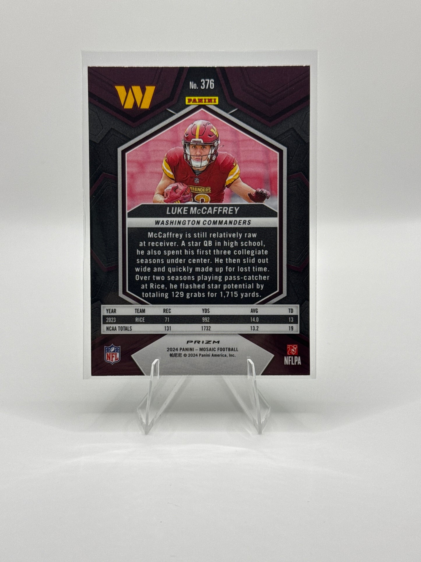Luke McCaffrey (Rookie) #376 Green Mosaic