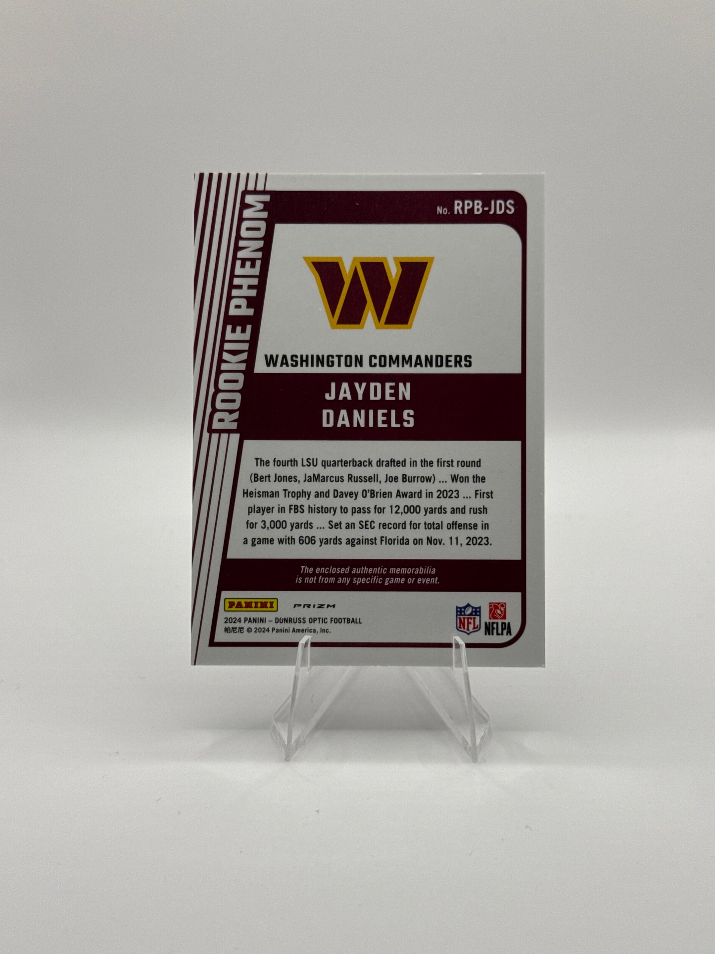 Jayden Daniels (Rookie) #RPB-JDS Blue Hyper Rookie Phenom 2024 Panini - Donruss Optic Football