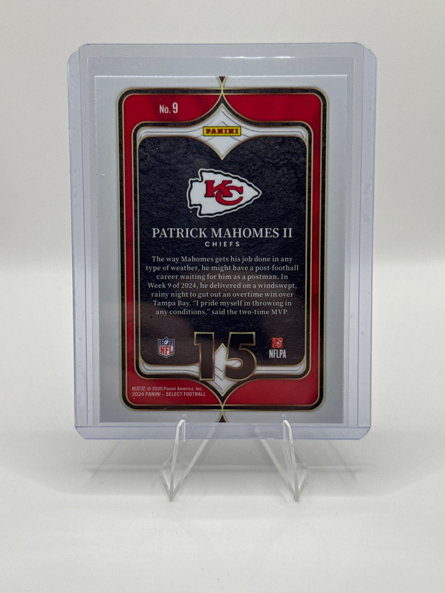 Patrick Mahomes #9 Numbers 2024 Panini - Select Football