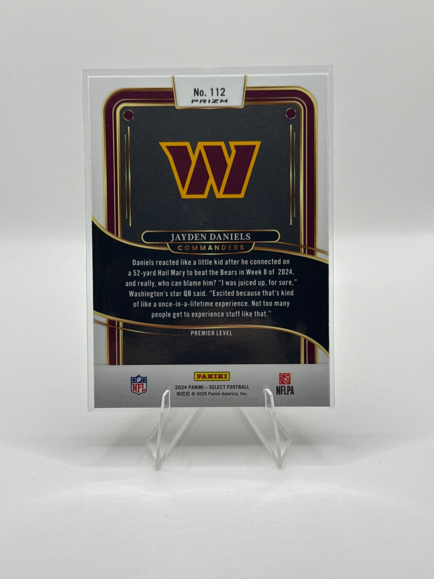 Jayden Daniels (Rookie) #112 Green Yellow Prizm Shock Premier Level