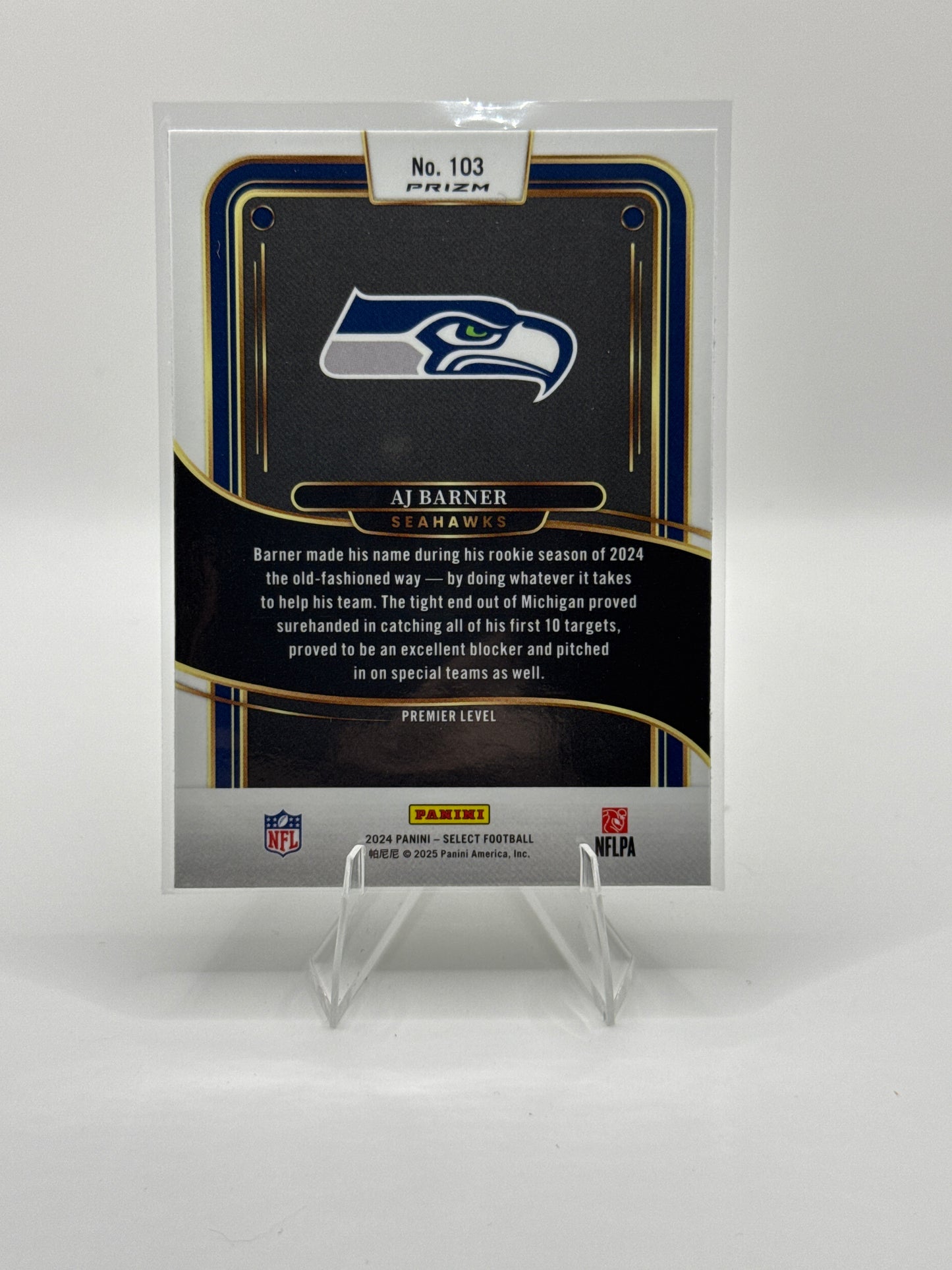 AJ Barner #103 Green Yellow Prizm Shock Premier Level 2024 Panini - Select Football