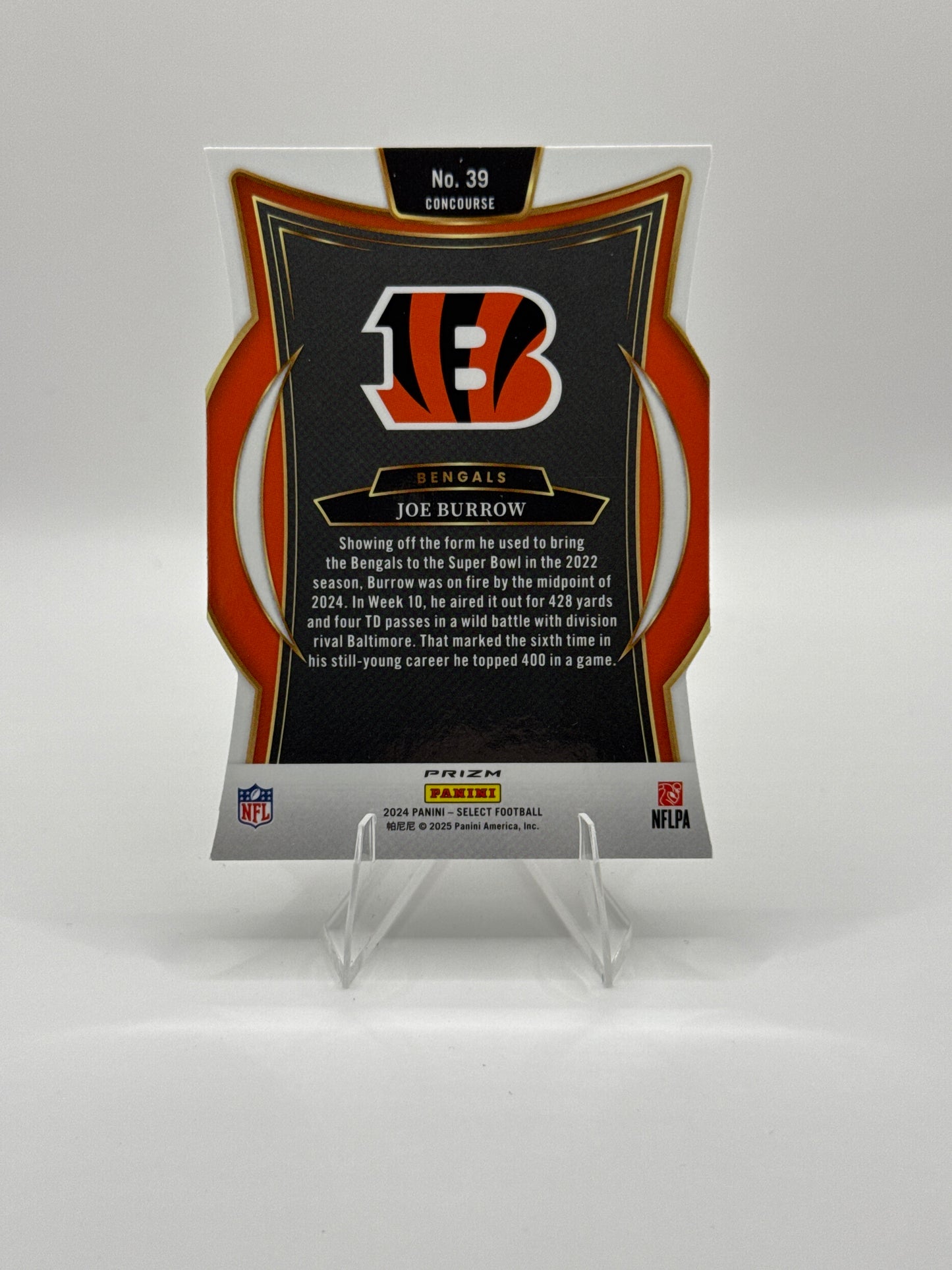 Joe Burrow #39 Silver Die-Cut Concourse Level 2024 Panini - Select Football