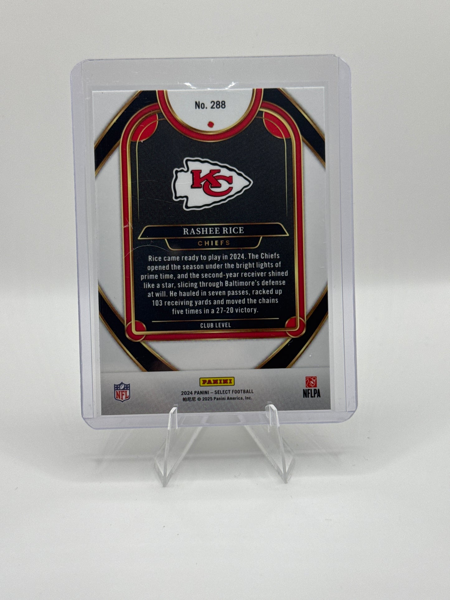 Rashee Rice #288 Club Level 2024 Panini - Select Football